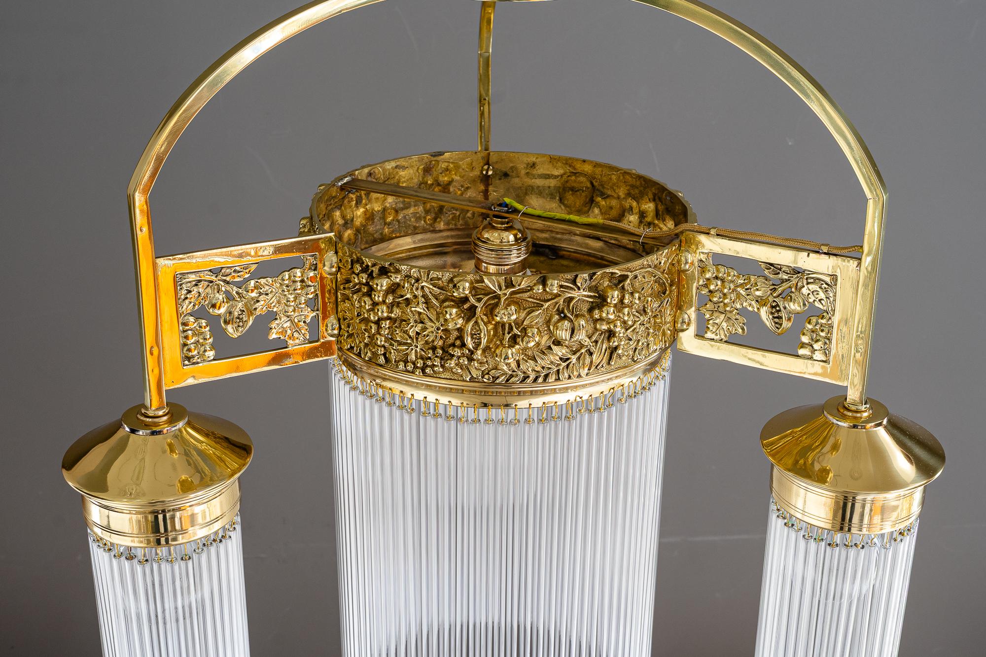 Lampadario Jugendstil con bacchette di vetro vienna 1908 circa In condizioni buone in vendita a Wien, AT