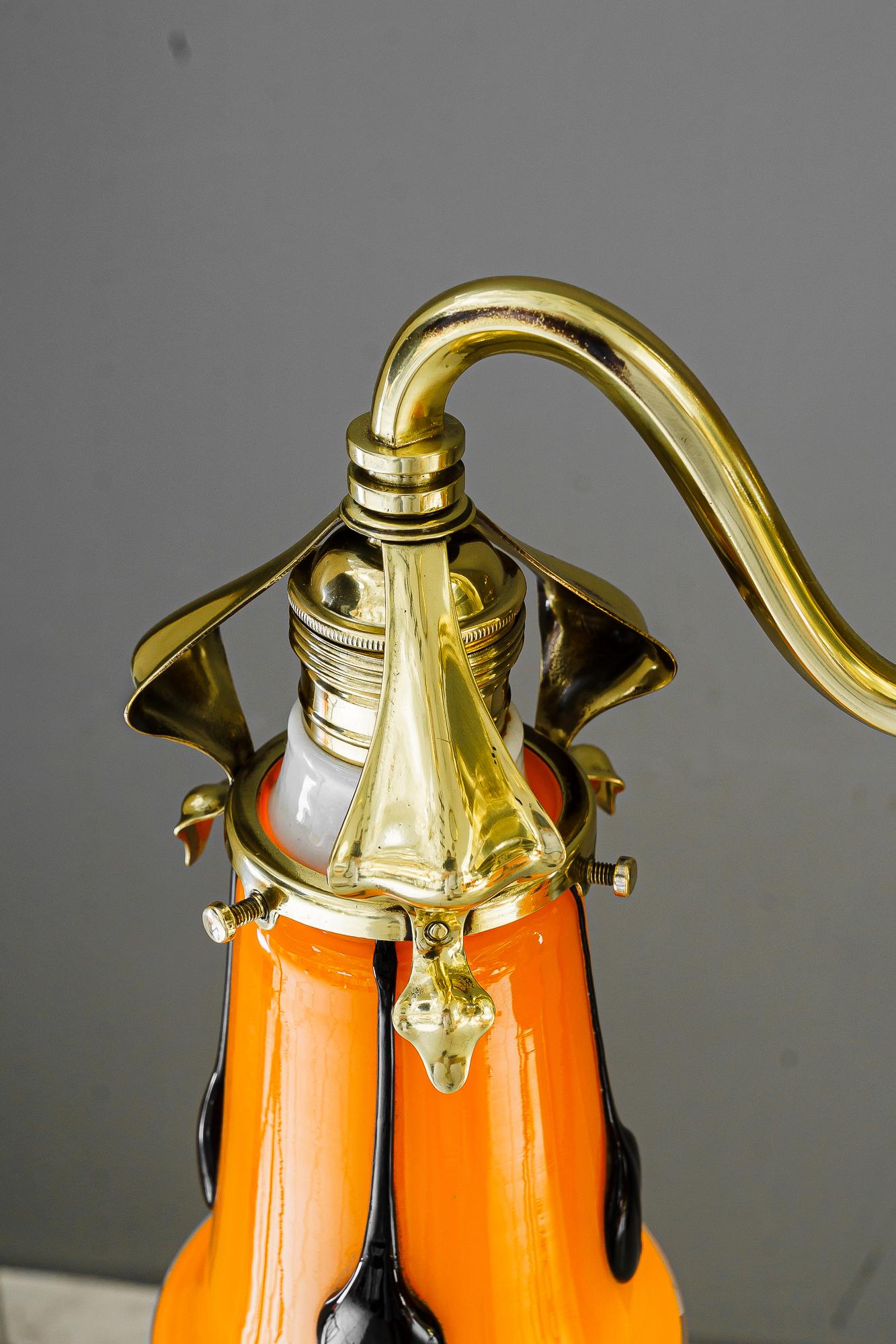 Jugendstil chandelier with loetz glass shades vienna around 1910 For Sale 10