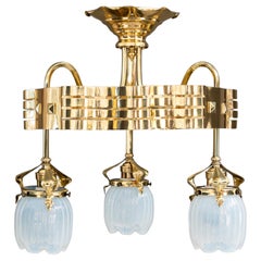 Jugendstil Chandelier with opaline glass shades vienna around 1910