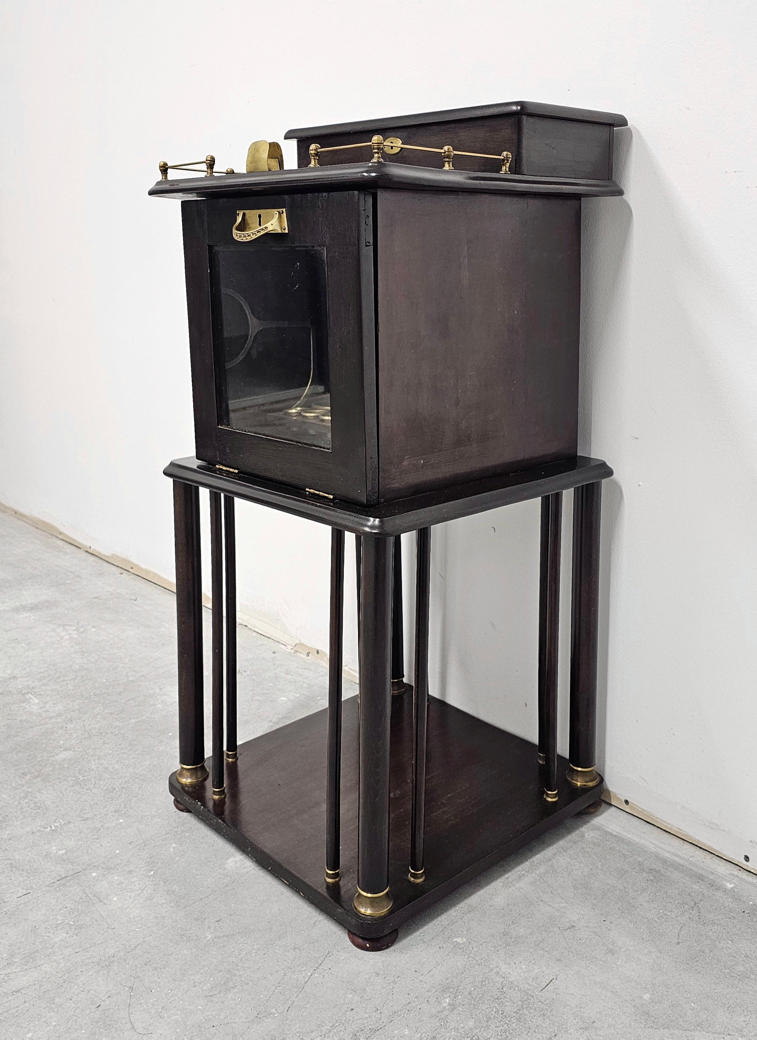 In this listing you will find an exceptionally rare Jugendstil Cigar Humidor Cabinet. This striking piece will be a true delight for all tobacco lovers, but also the collectors of Jugendstil and Vienna Secession. It features a cigar compartment and