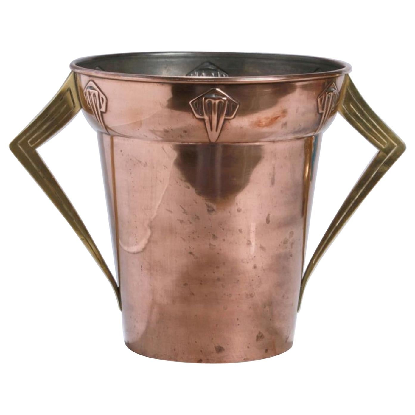 Jugendstil Copper and Brass Ice Container, Germany, 1910s
