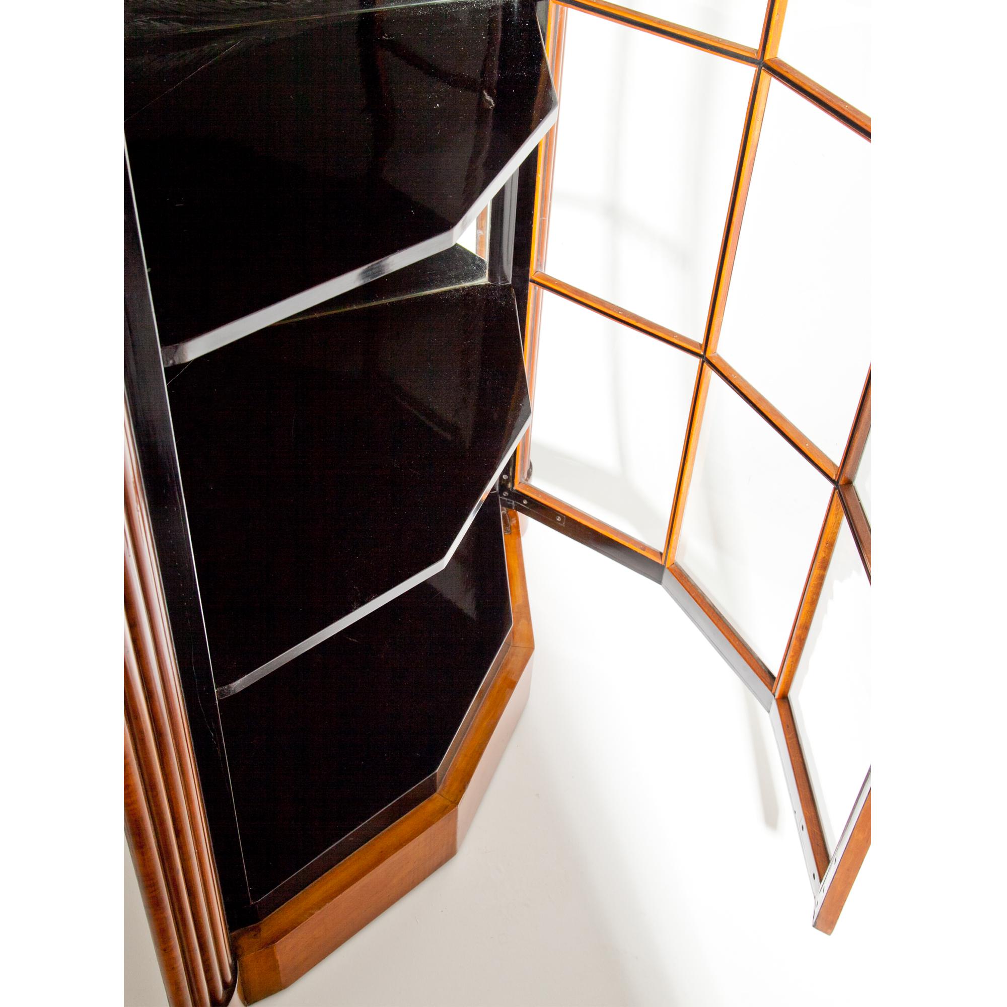 Glass Jugendstil Corner Display Case, Vienna, circa 1920