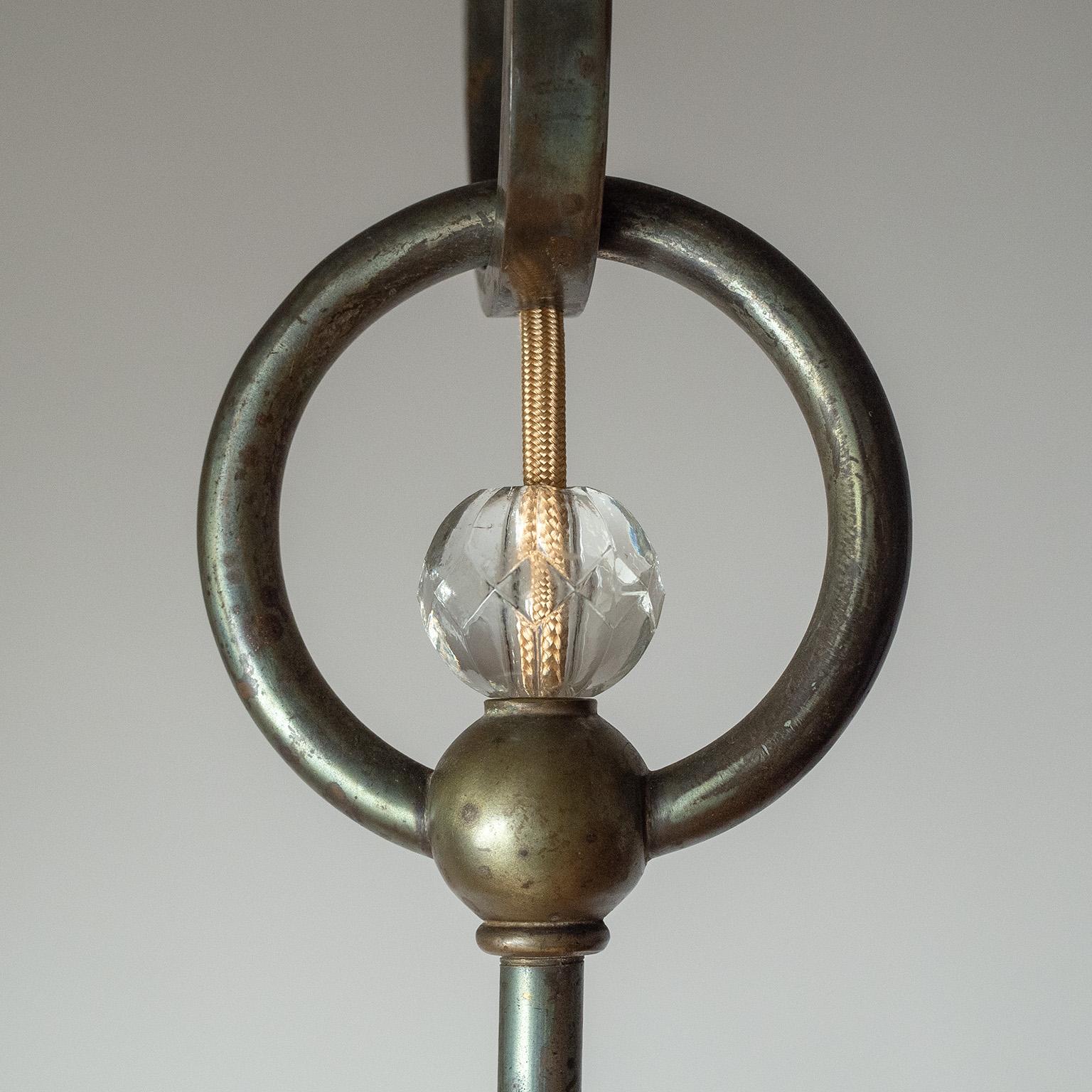 Jugendstil Cut Glass and Brass Ceiling Light, circa 1910 For Sale 1