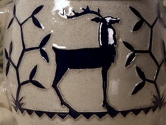 Jugendstil " Deer " Beer Stein art nouveau WICK WERKE  cobalt glaze pewter lid