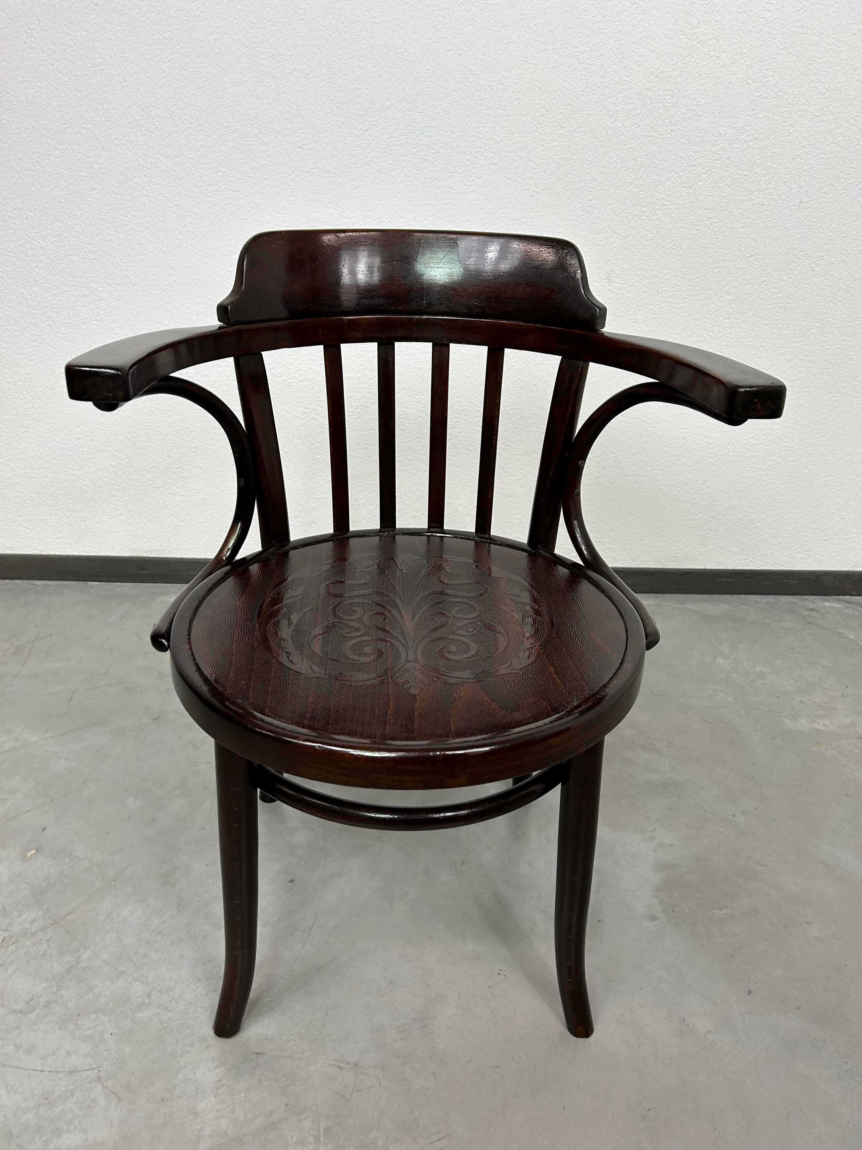Jugendstil desk chair by Thonet professionally stained and repolished.