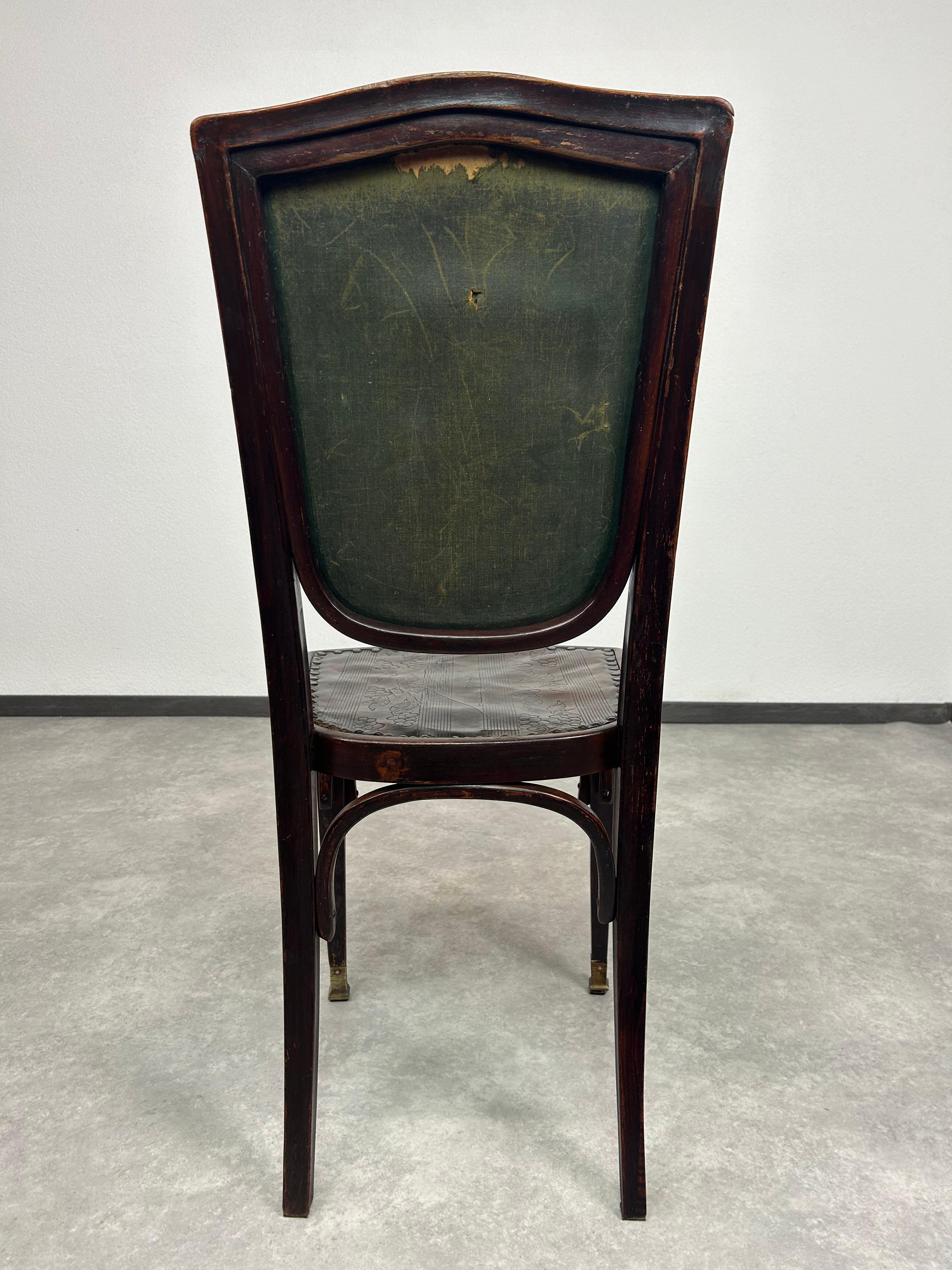 Austrian Jugendstil dining chair by Gustav Siegel for J&J Kohn For Sale