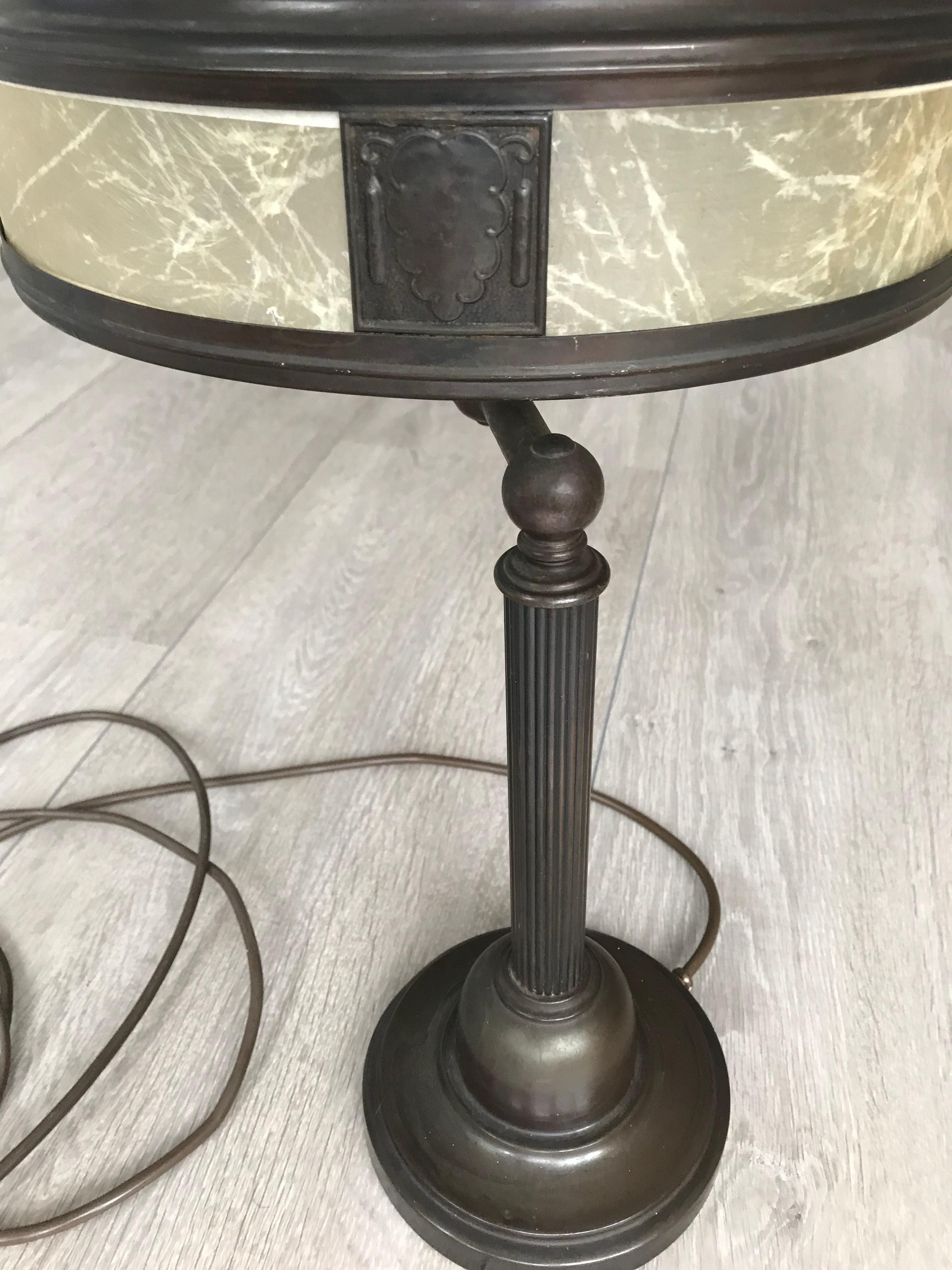 Jugendstil Era Arts & Crafts Patinated Brass Table or Desk Standard Lamp 3