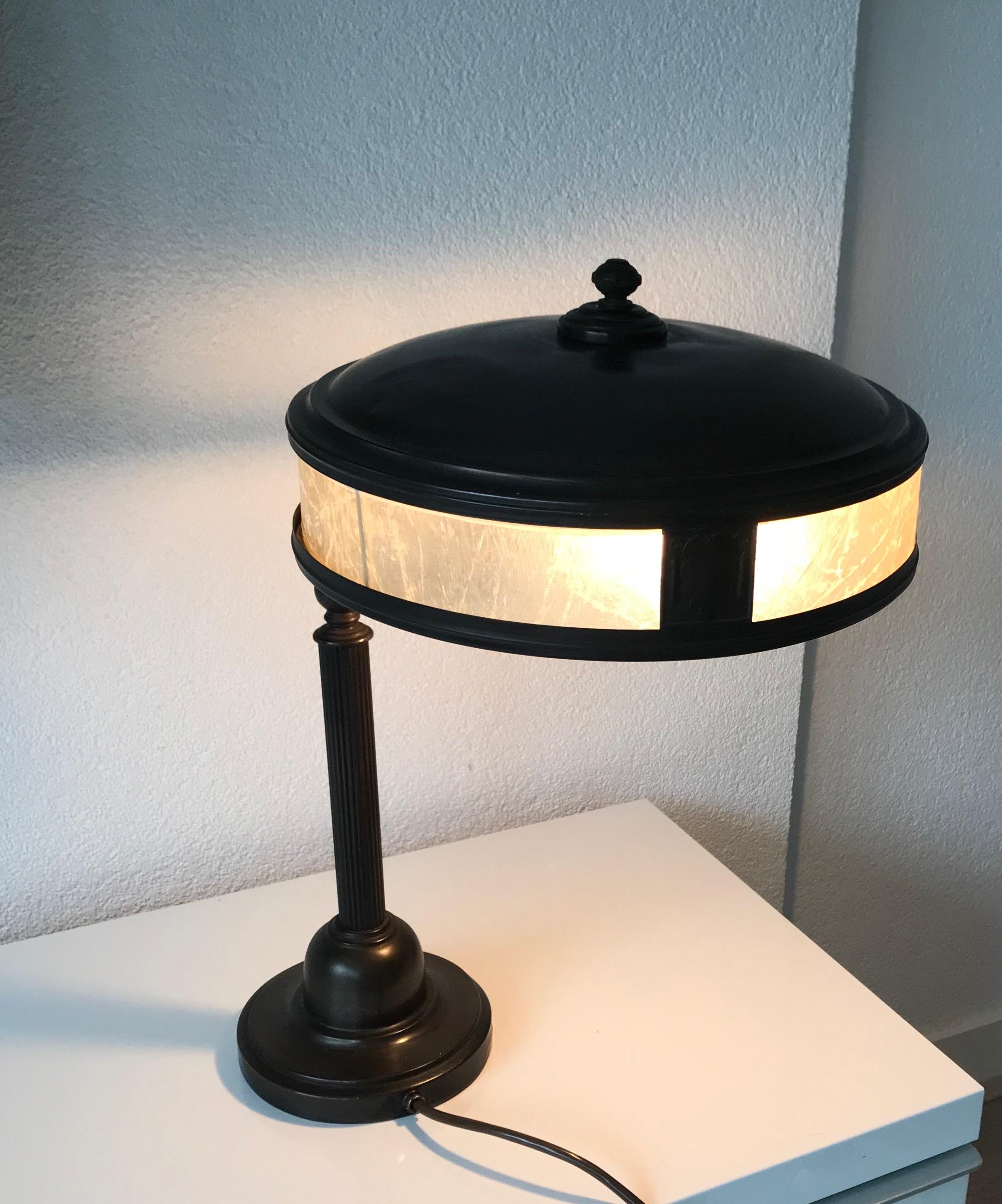 Jugendstil Era Arts & Crafts Patinated Brass Table or Desk Standard Lamp 11