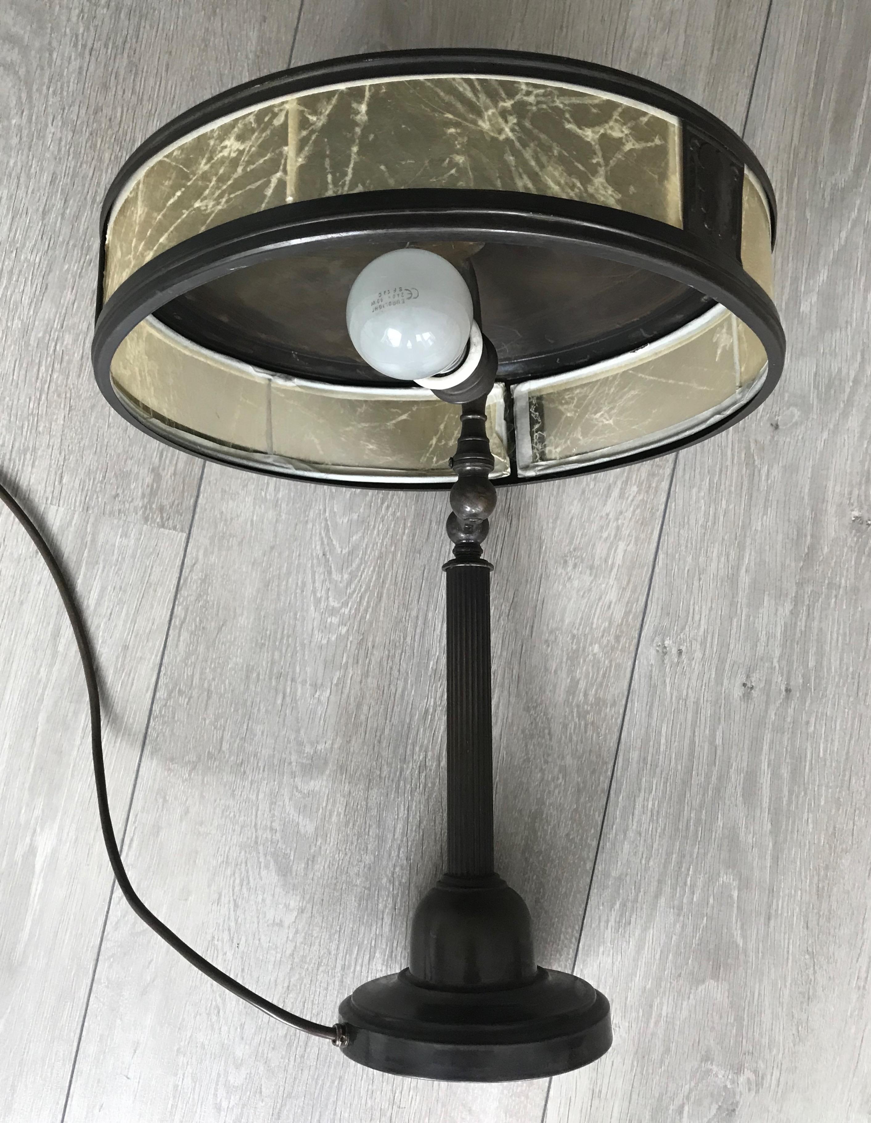 20th Century Jugendstil Era Arts & Crafts Patinated Brass Table or Desk Standard Lamp