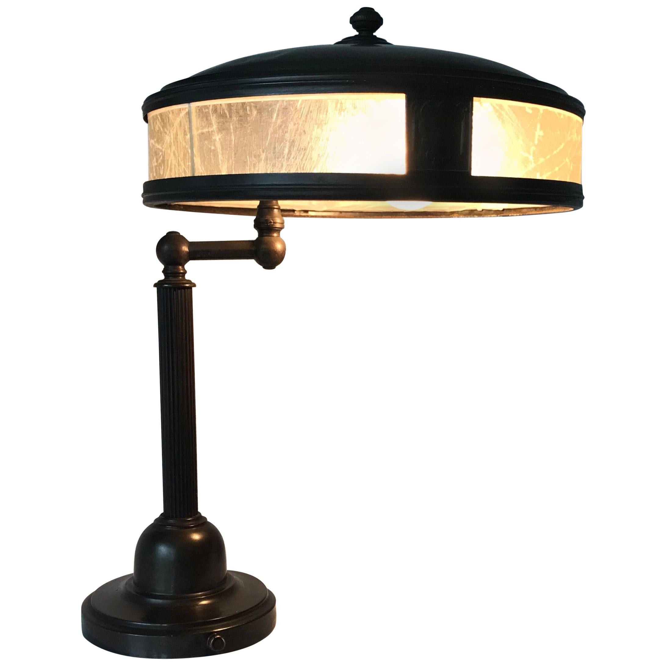 Jugendstil Era Arts & Crafts Patinated Brass Table or Desk Standard Lamp