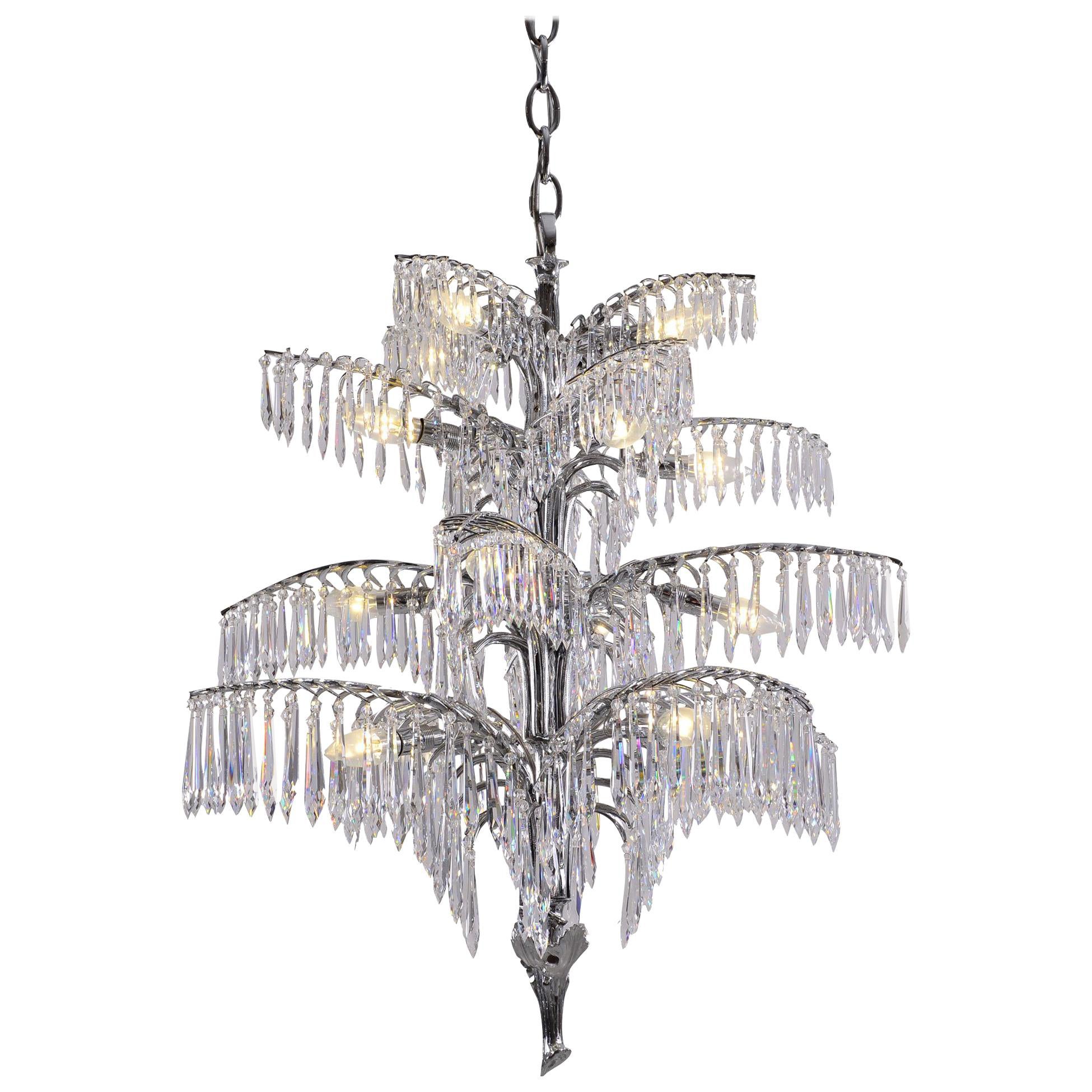 Lampadario di cristallo "Palme" di Josef Hoffmann, riedizione Jugendstil