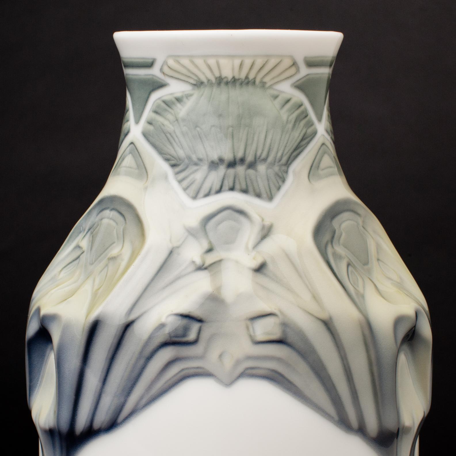 Début du 20ème siècle Vase chardon géométrique Jugendstil de Theodor Schmutz-Baudiss pour Konigliche en vente