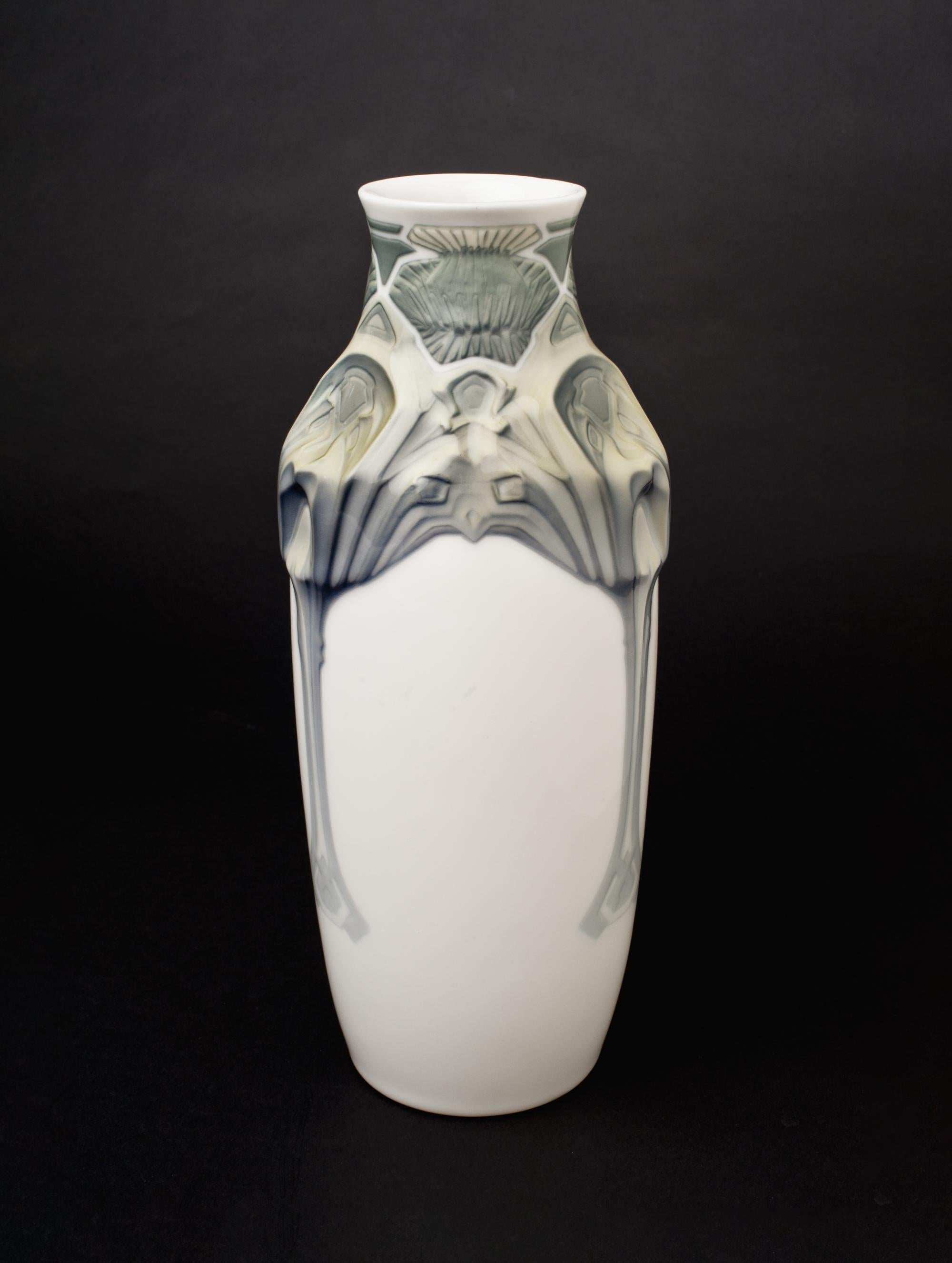 Jugendstil Geometric Thistle Vase by Theodor Schmutz-Baudiss for Konigliche For Sale 1