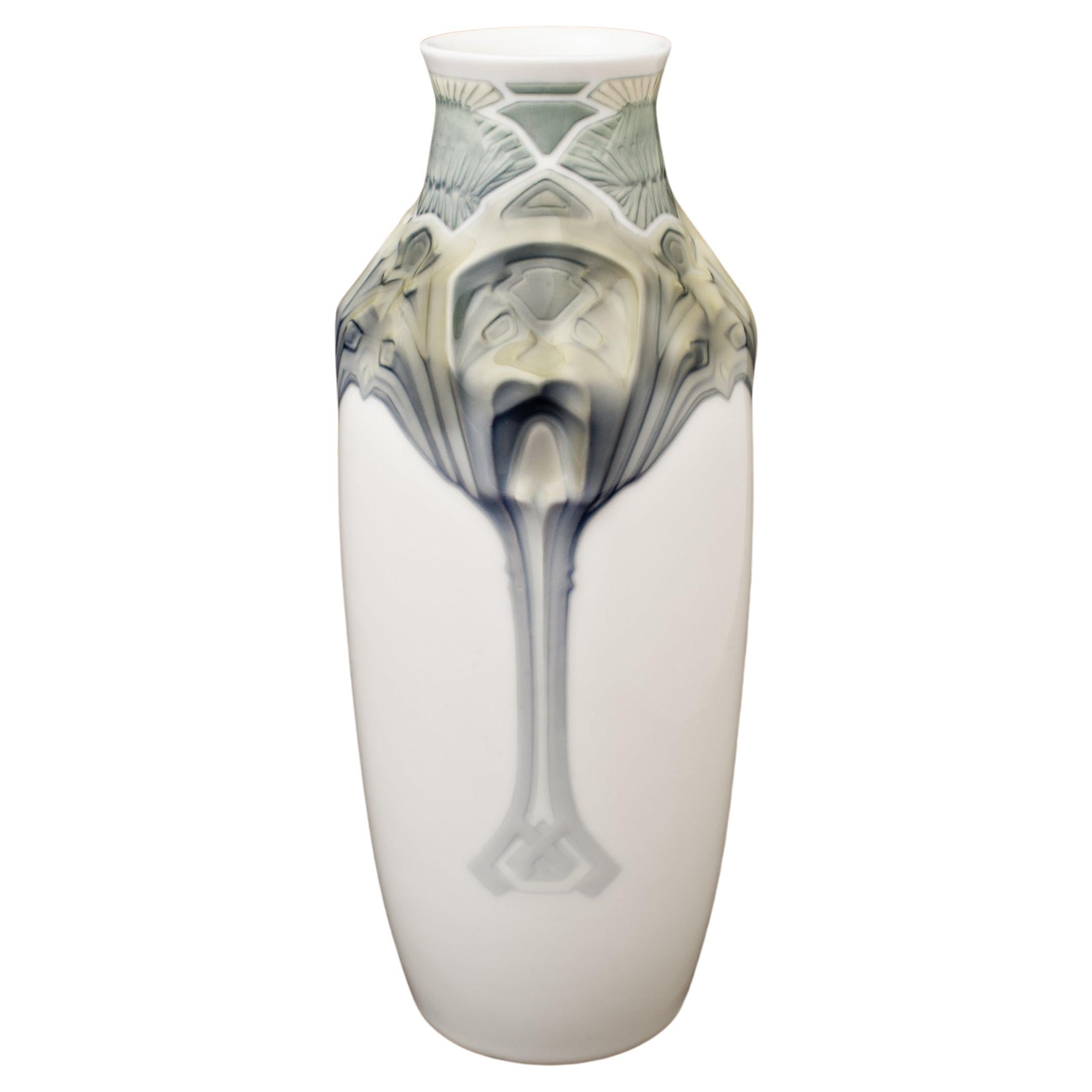 Jugendstil Geometric Thistle Vase by Theodor Schmutz-Baudiss for Konigliche For Sale