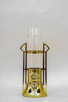 Jugendstil-Glasvase im Jugendstil mit Halter von Argentor Wien um 1910