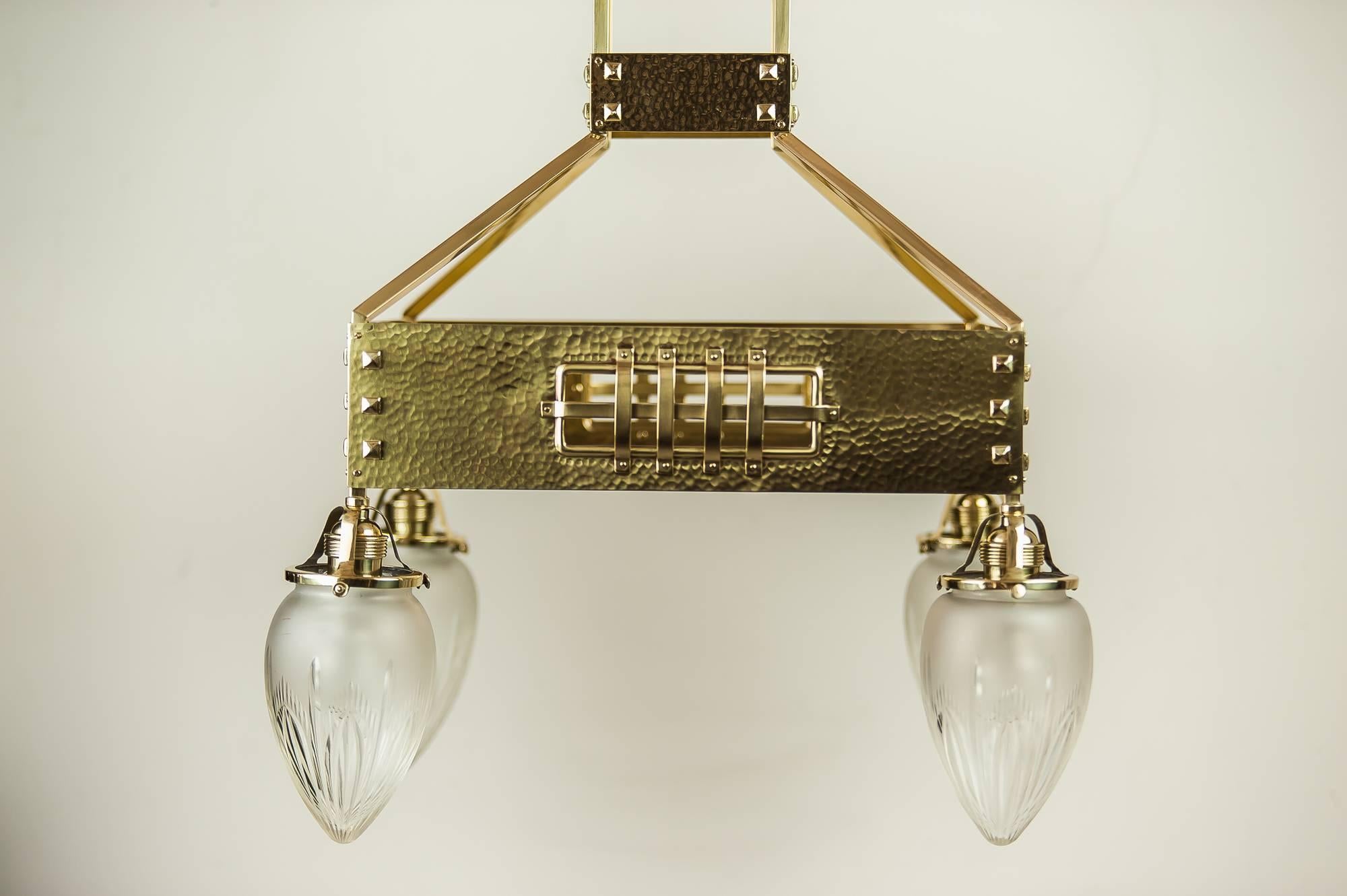 Lacquered Jugendstil Hammered Chandelier, circa 1910s