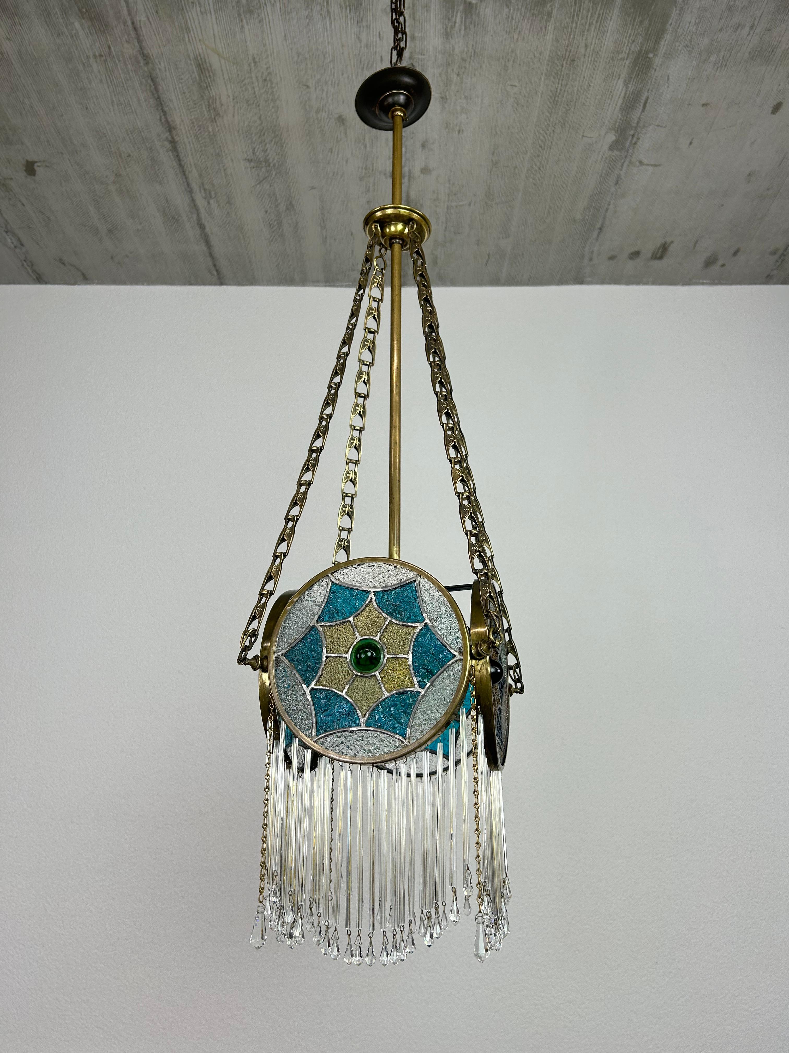 Lampada a sospensione Jugendstil in ottone in ottime condizioni.