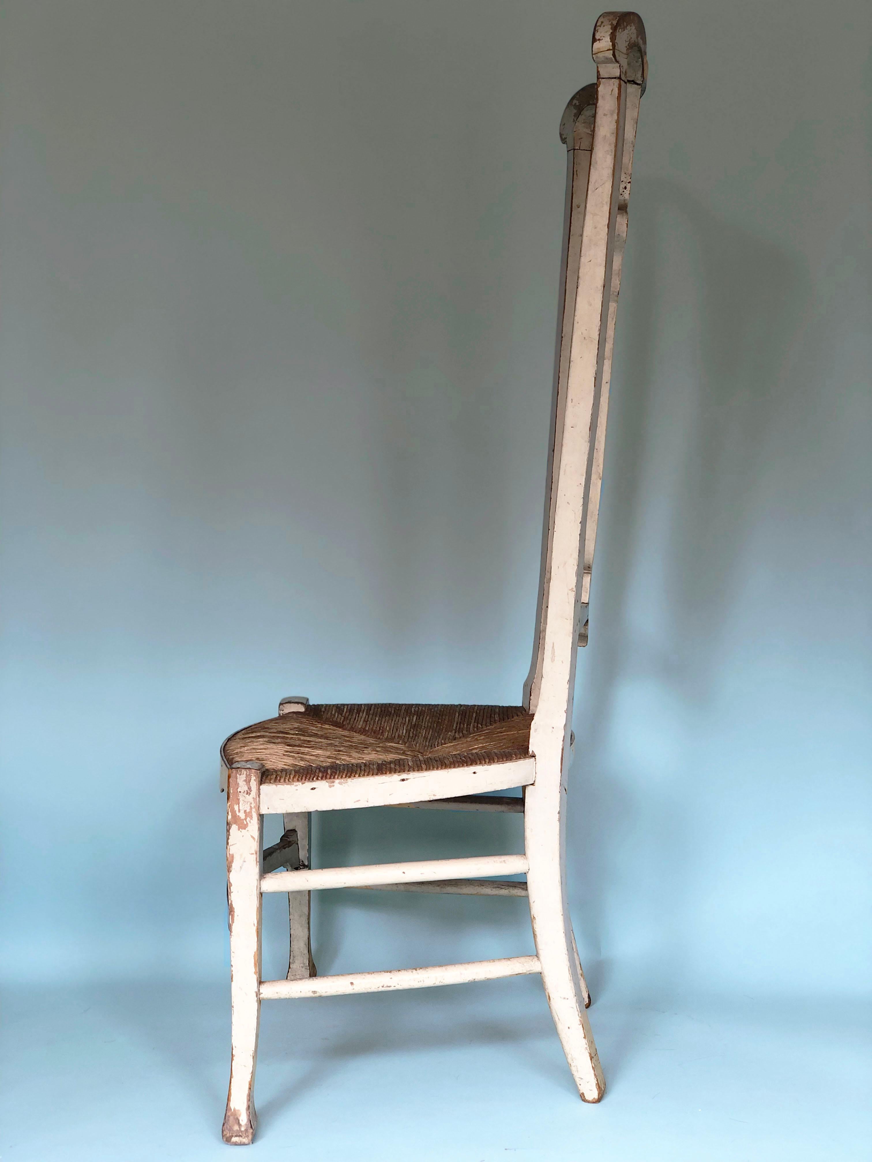 Jugendstil High Back Chair Elm Wood Early 20th Century 2