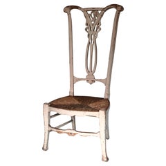 Jugendstil High Back Chair Elm Wood Early 20th Century