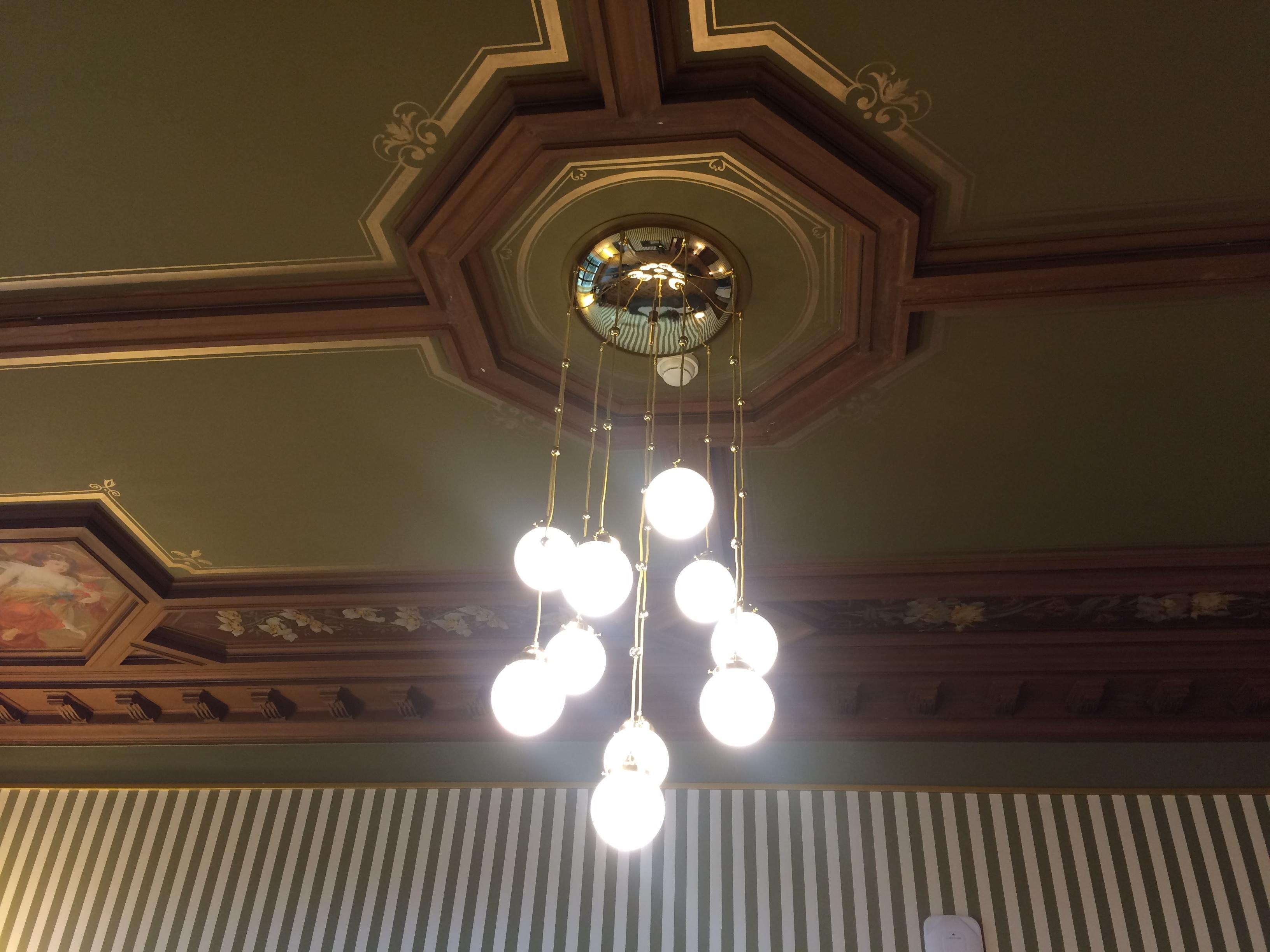 Varnished Jugendstil Josef Hoffmann & Wiener Werkstätte Ceiling Light with Bulbs, Re Editi For Sale