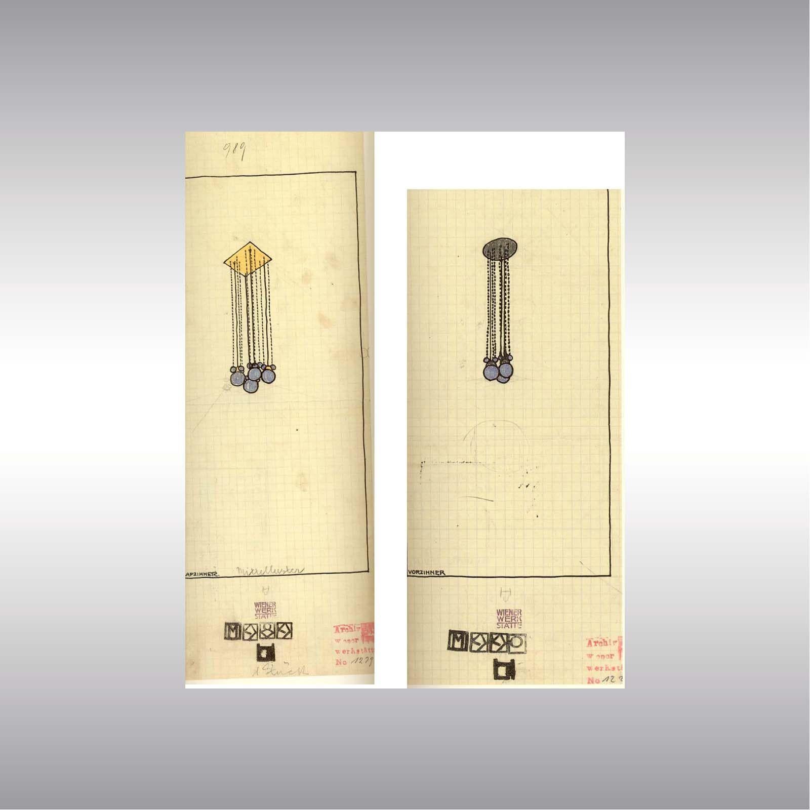 Jugendstil Josef Hoffmann & Wiener Werkstätte Deckenleuchte mit Glühbirnen, Re Editi im Angebot 1