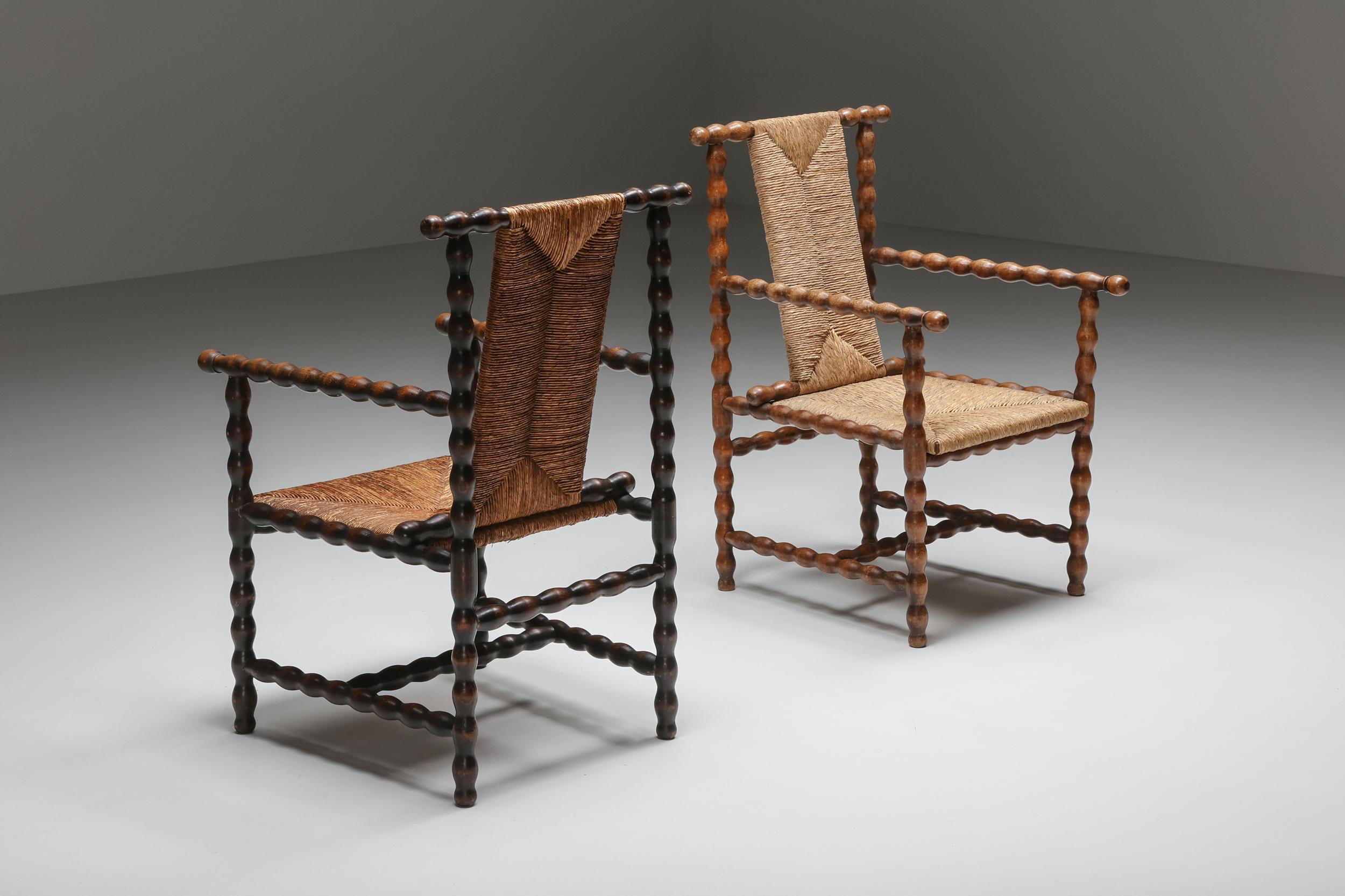 Jugendstil Josef Zotti chaise en osier brun foncé ébénisé, Autriche, 1911 4