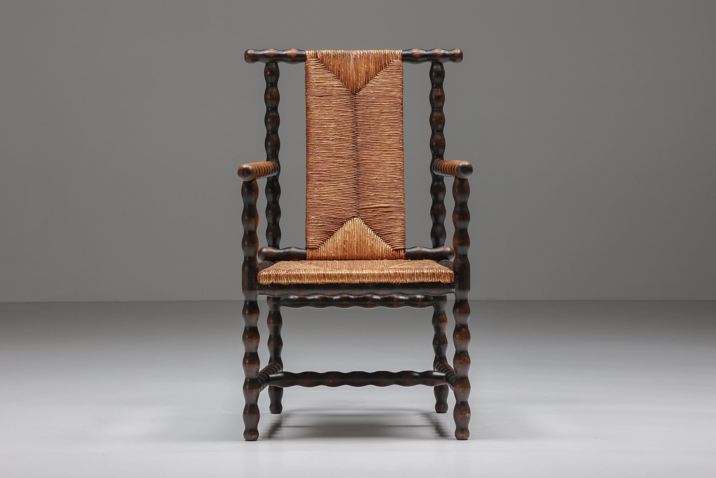 Autrichien Jugendstil Josef Zotti chaise en osier brun foncé ébénisé, Autriche, 1911