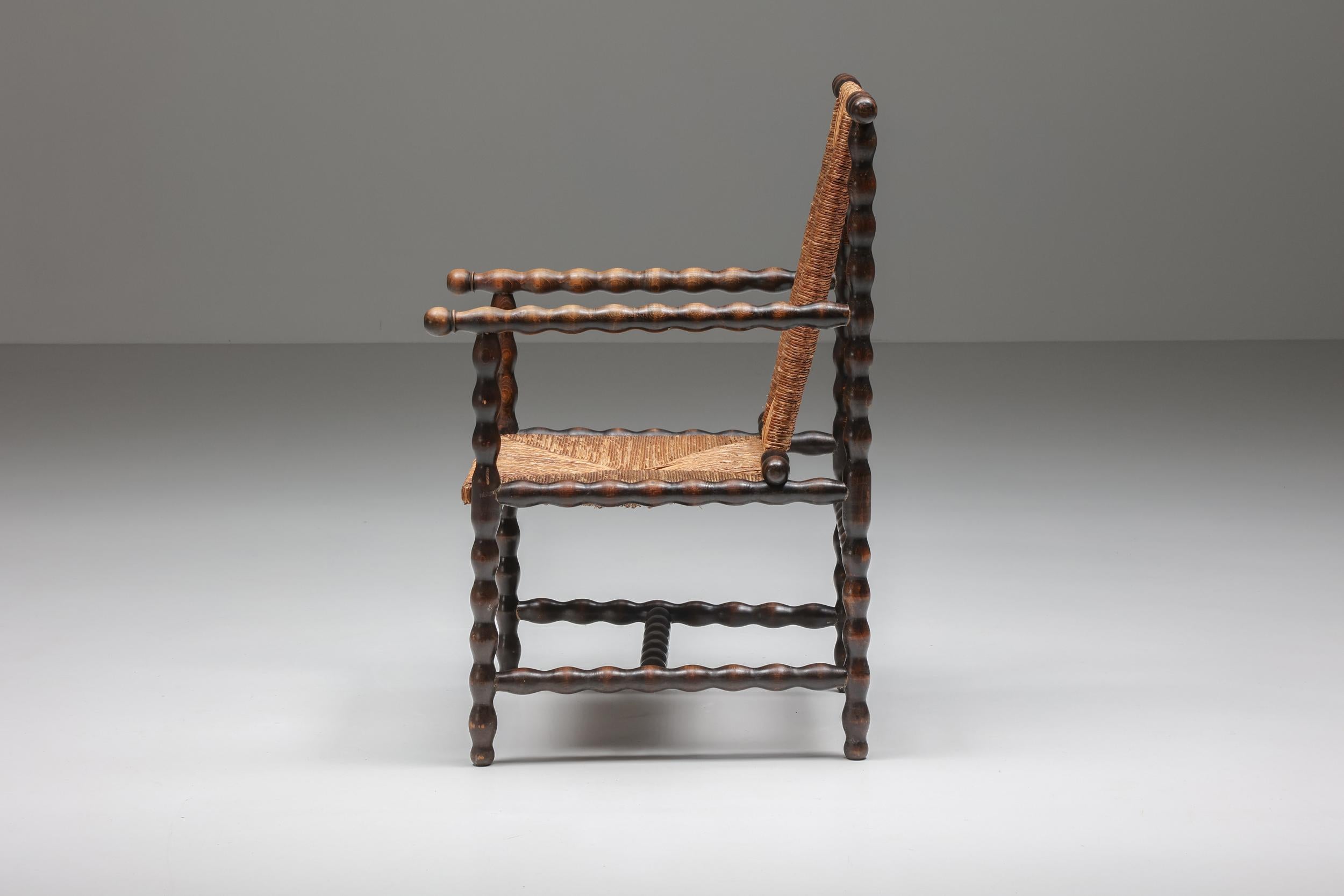 Jugendstil Josef Zotti chaise en osier brun foncé ébénisé, Autriche, 1911 Excellent état à Antwerp, BE