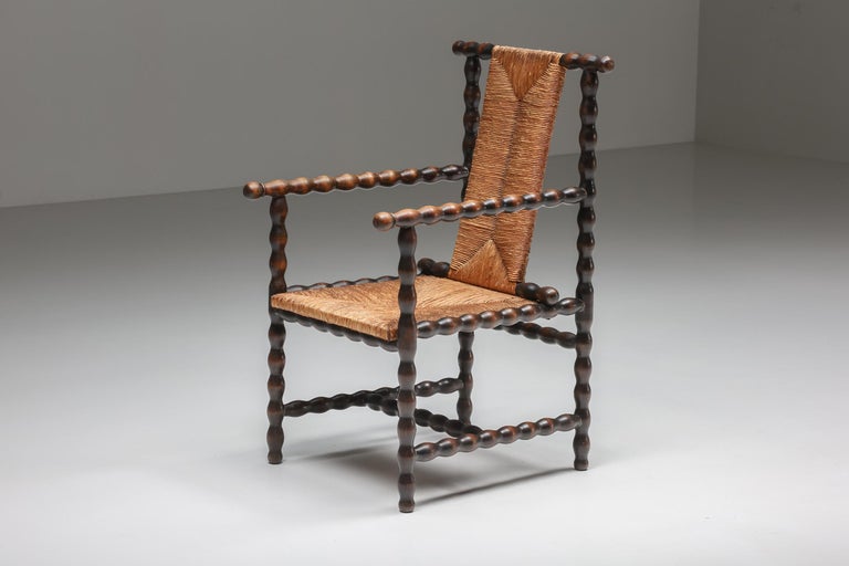Jugendstil Josef Zotti Ebonized Dark Brown Chair in Wicker, Austria, 1911 2