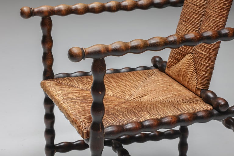 Jugendstil Josef Zotti Ebonized Dark Brown Chair in Wicker, Austria, 1911 3