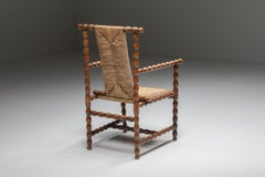 Jugendstil Josef Zotti Ebonized Light Brown Chair in Wicker, Austria, 1911