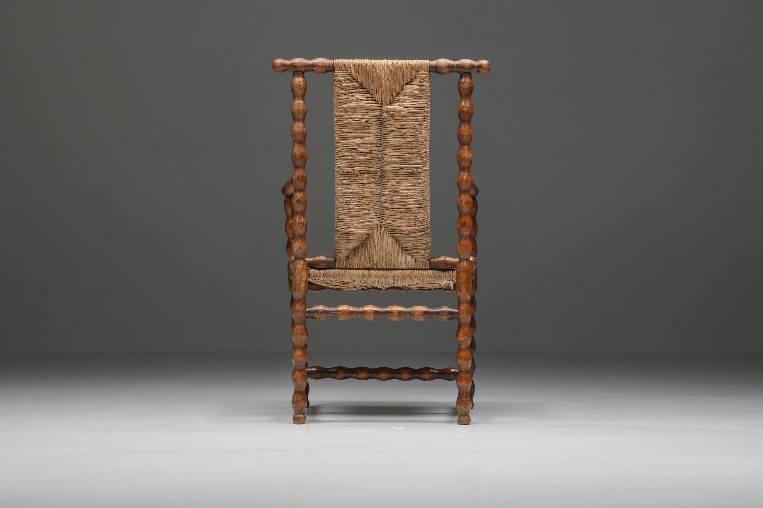 Jugendstil Josef Zotti Ebonized Light Brown Chair in Wicker, Austria, 1911 In Excellent Condition In Antwerp, BE