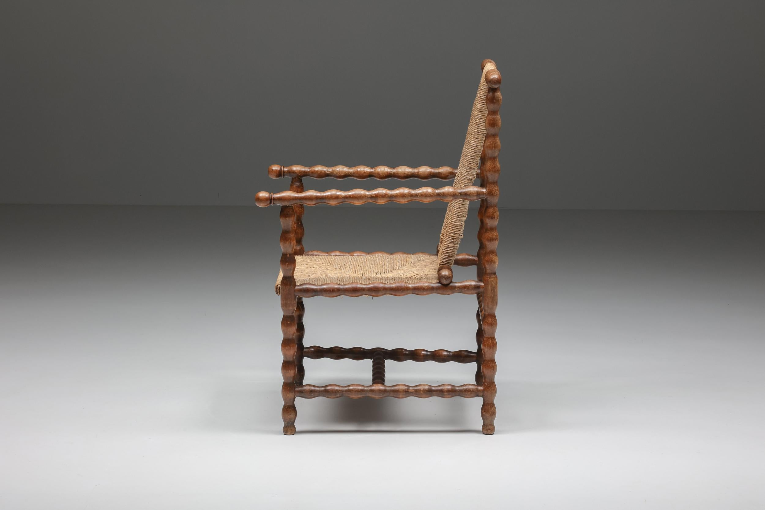 Early 20th Century Jugendstil Josef Zotti Ebonized Light Brown Chair in Wicker, Austria, 1911