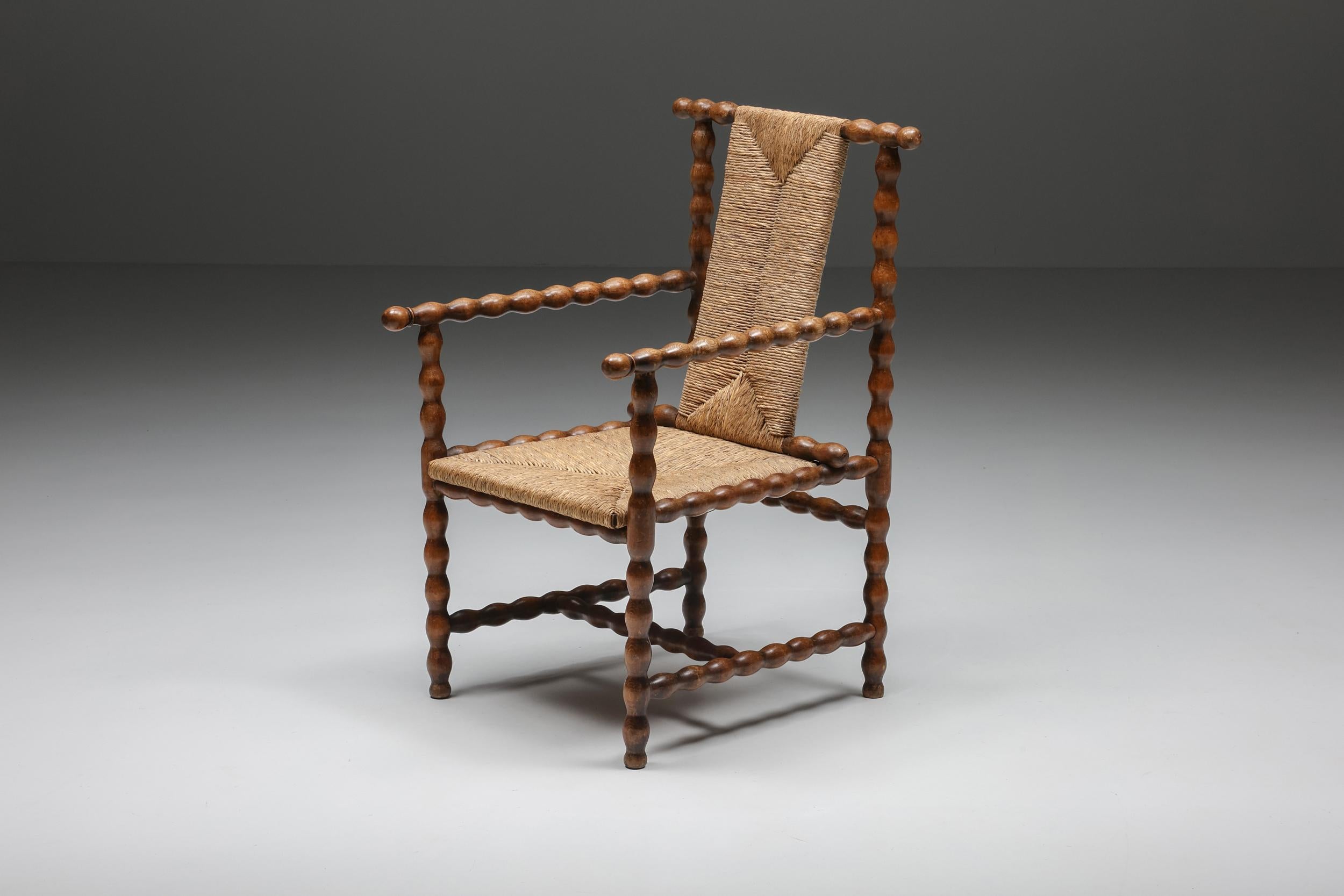 Wood Jugendstil Josef Zotti Ebonized Light Brown Chair in Wicker, Austria, 1911