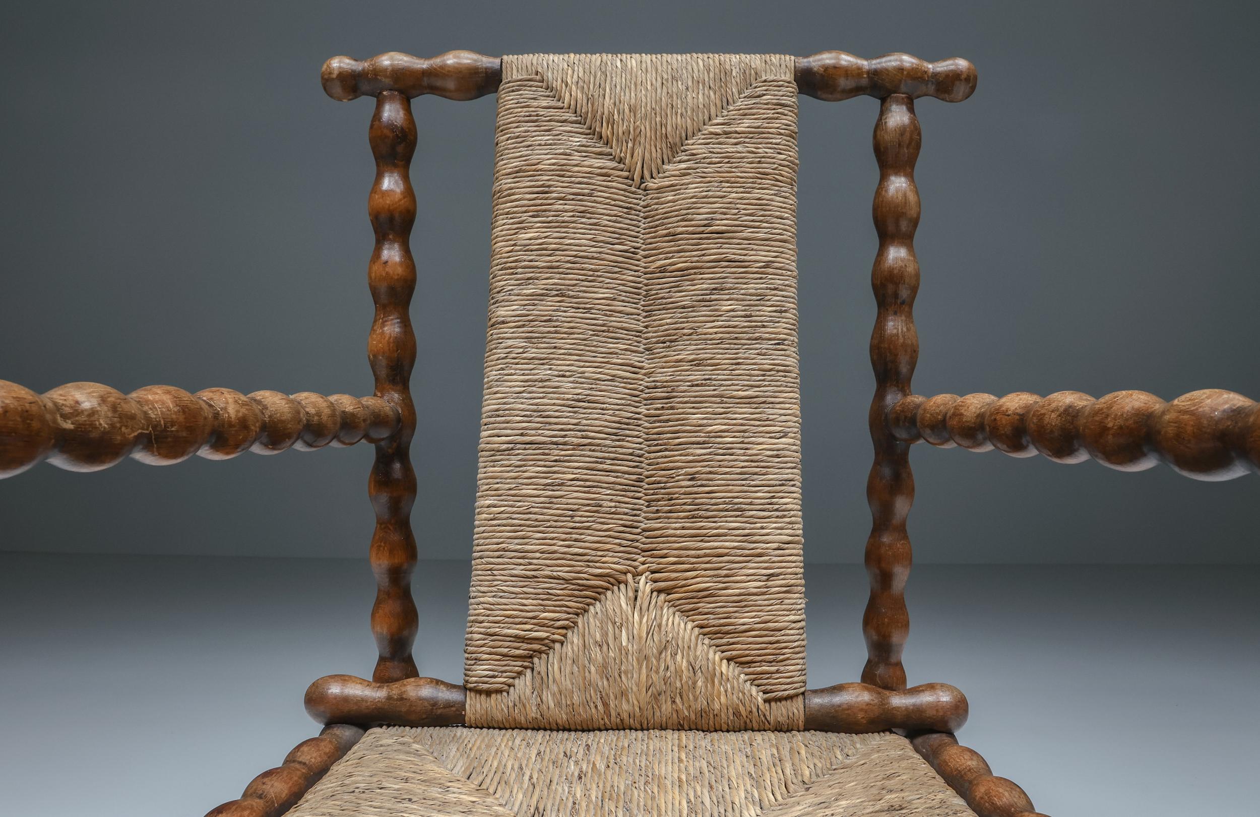 Jugendstil Josef Zotti Ebonized Light Brown Chair in Wicker, Austria, 1911 3