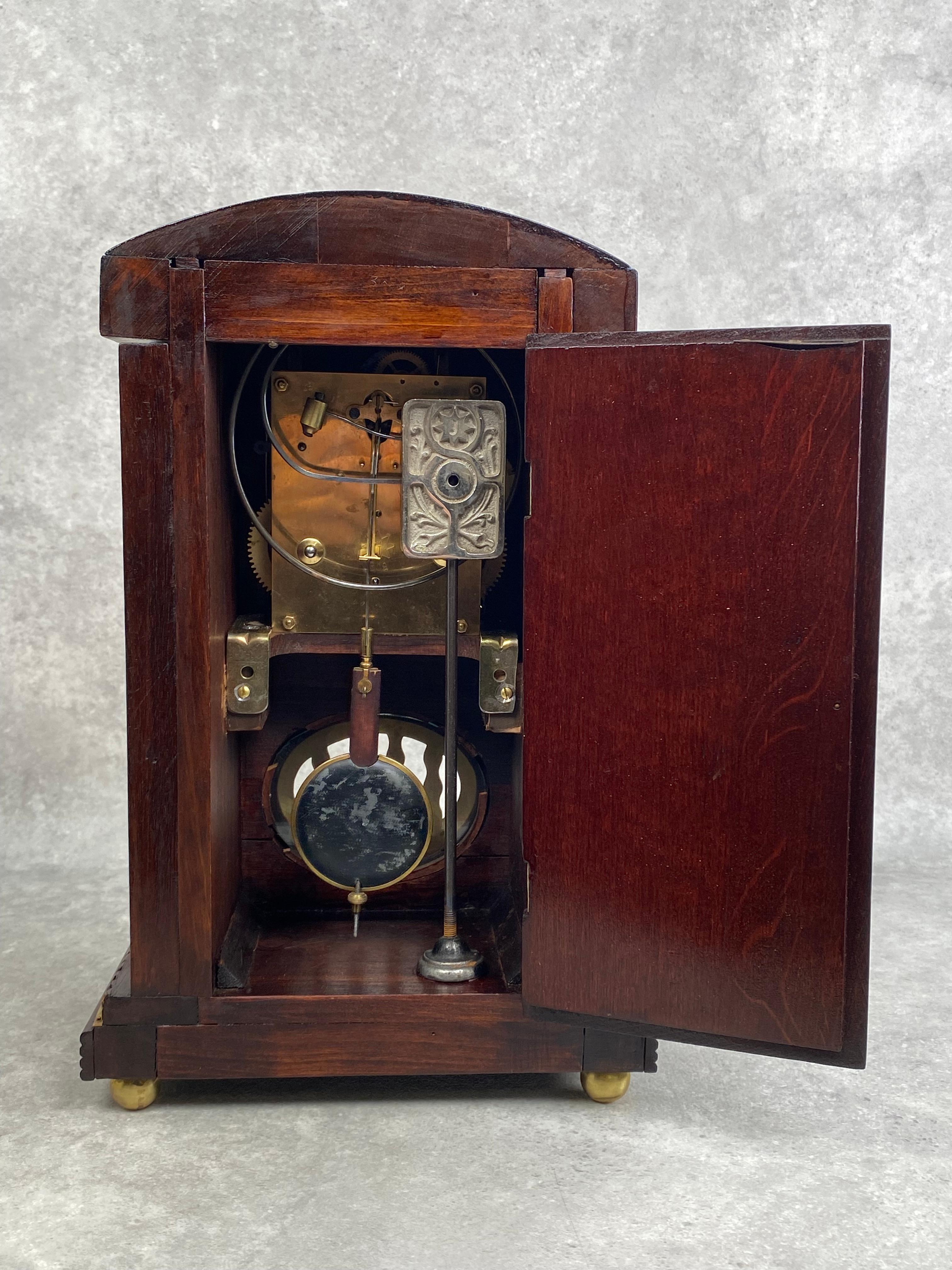 Jugendstil mantel clock by Junghans Darmstadt For Sale 7