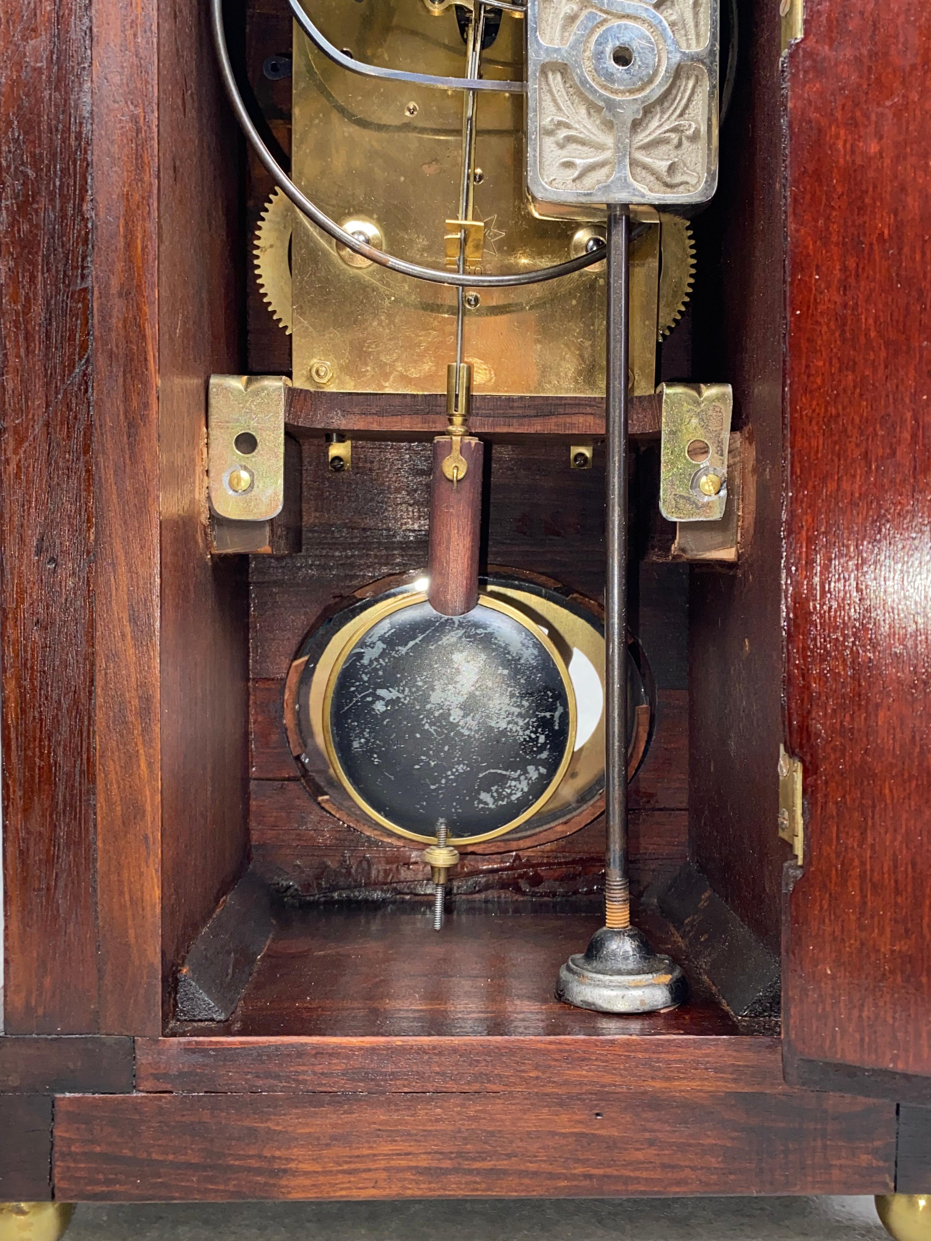 Jugendstil mantel clock by Junghans Darmstadt For Sale 8