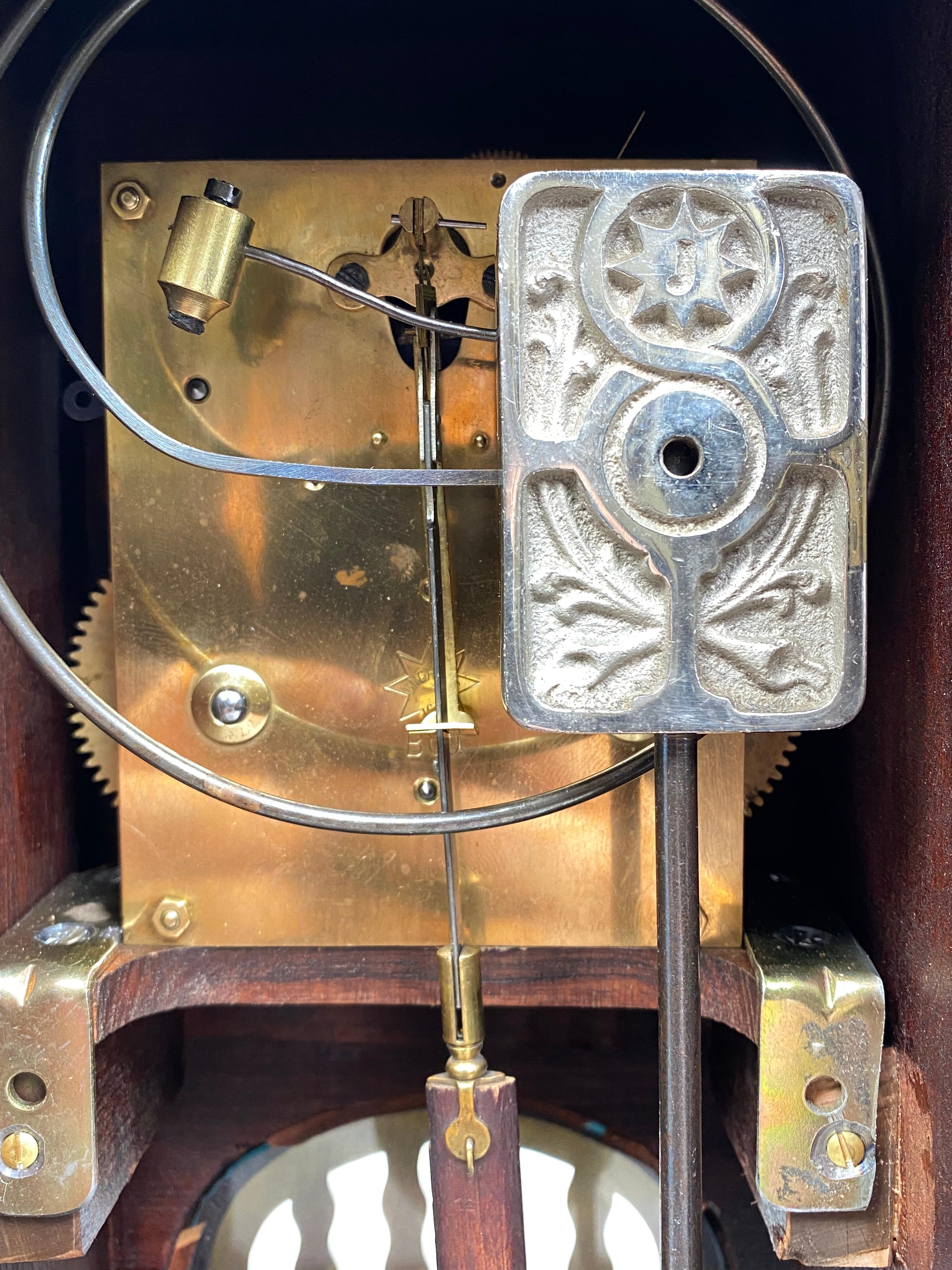 Jugendstil mantel clock by Junghans Darmstadt For Sale 9