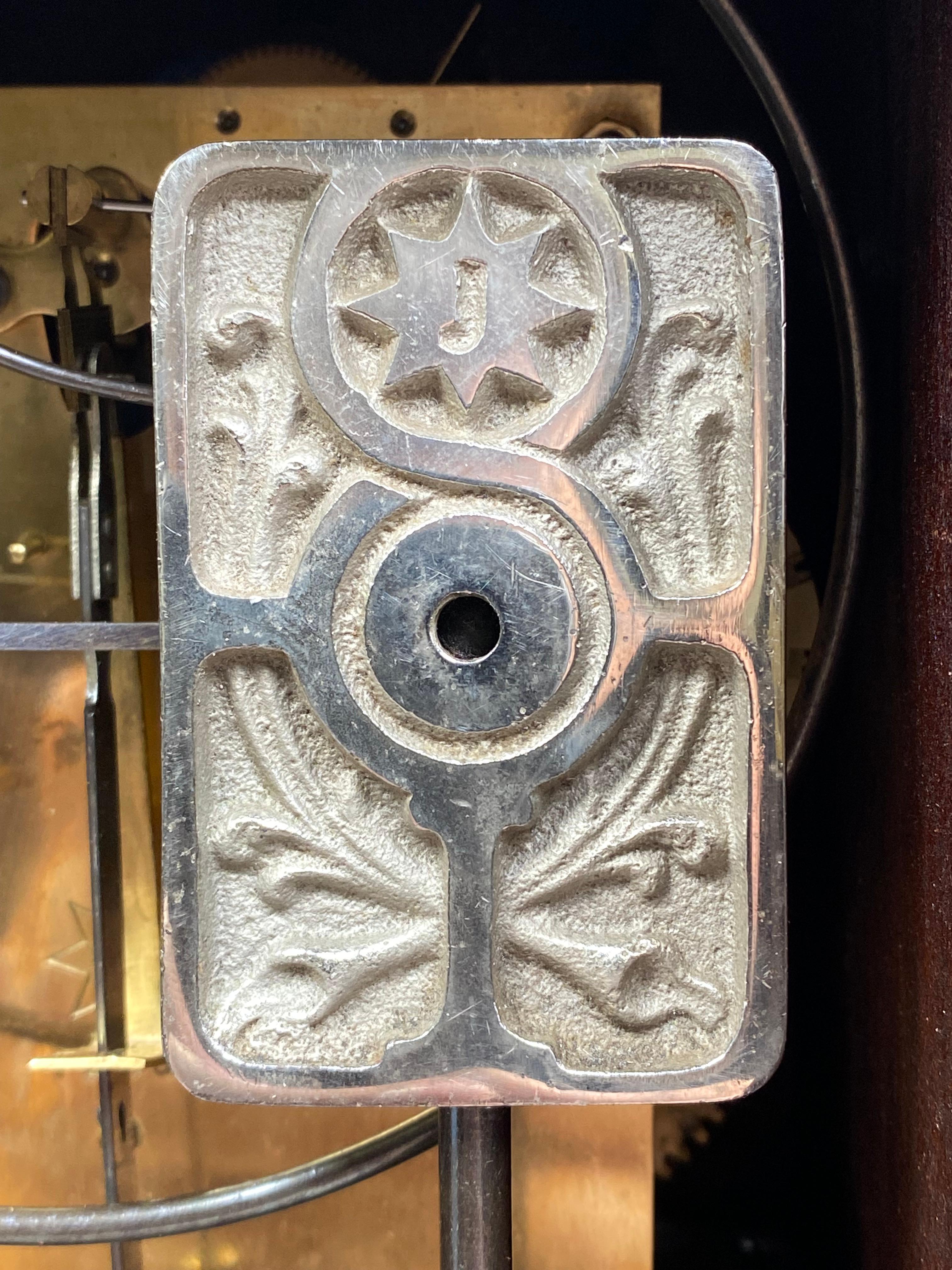 Jugendstil mantel clock by Junghans Darmstadt For Sale 11