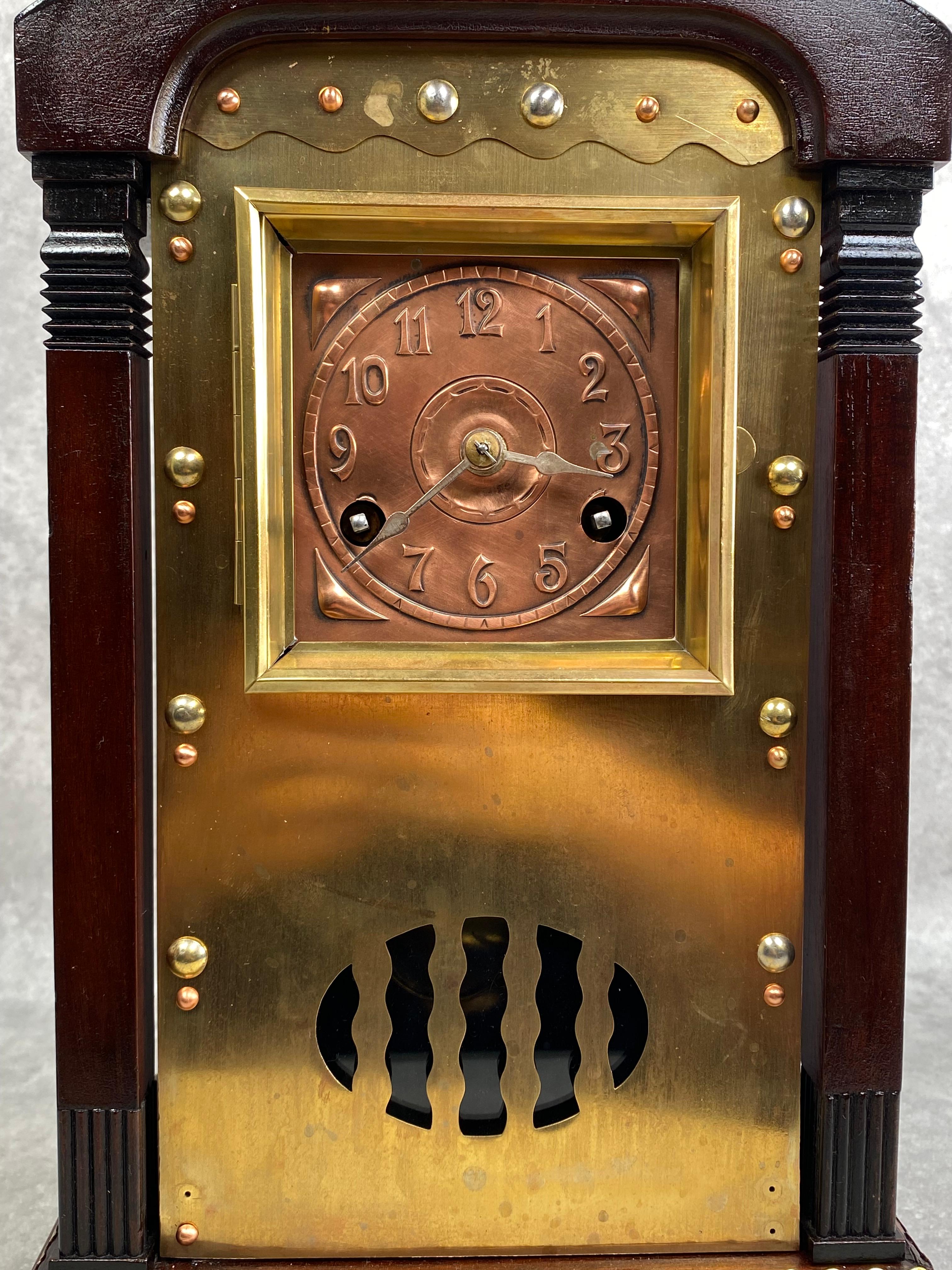 Early 20th Century Jugendstil mantel clock by Junghans Darmstadt For Sale