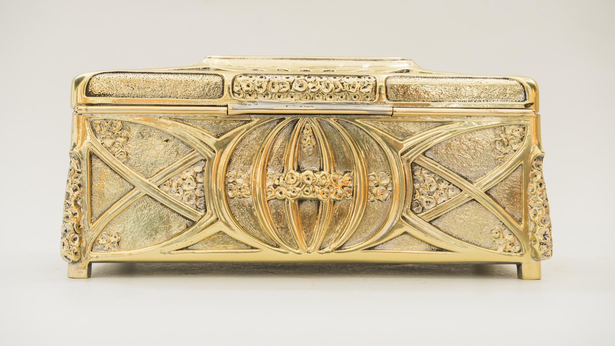 Brass Jugendstil Massive Jewelry Box, Vienna, circa 1908s