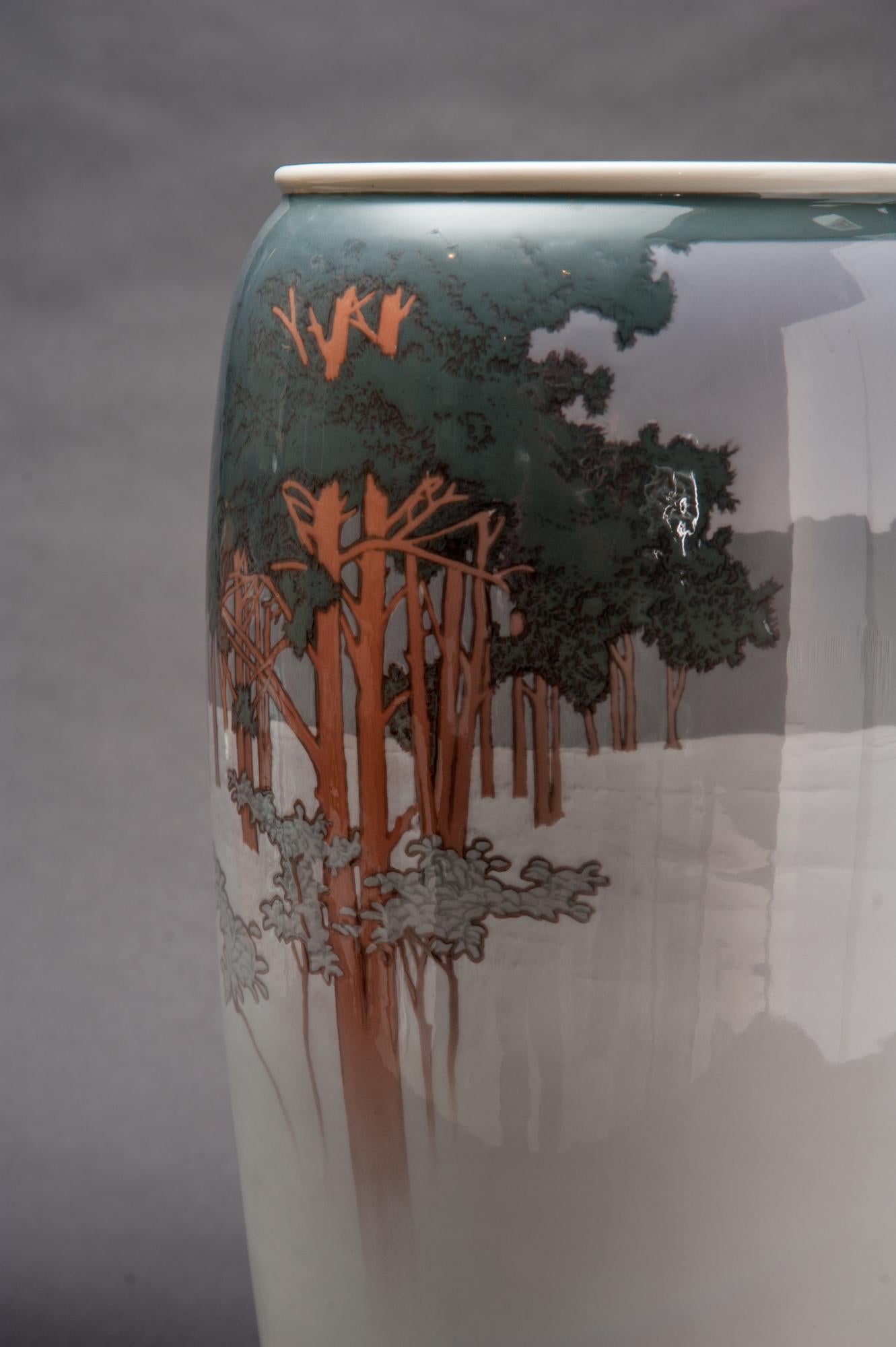 Porcelain Jugendstil Monumental Winter Vase by Theodor Schmutz-Baudiss for Konigliche For Sale