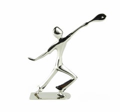 Jugendstil-Tennisspielerfigur aus Nickel-Messing von Karl Hagenauer, Österreich