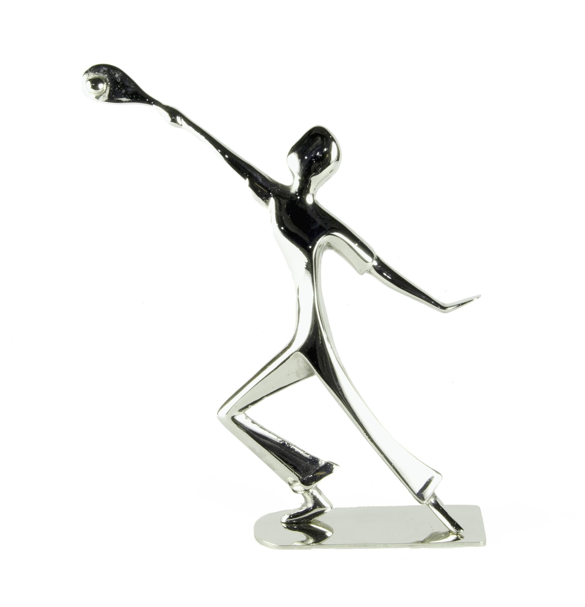 Austrian Jugendstil Nickel-Brass Tennis Player Figurine by Karl Hagenauer, Austria For Sale