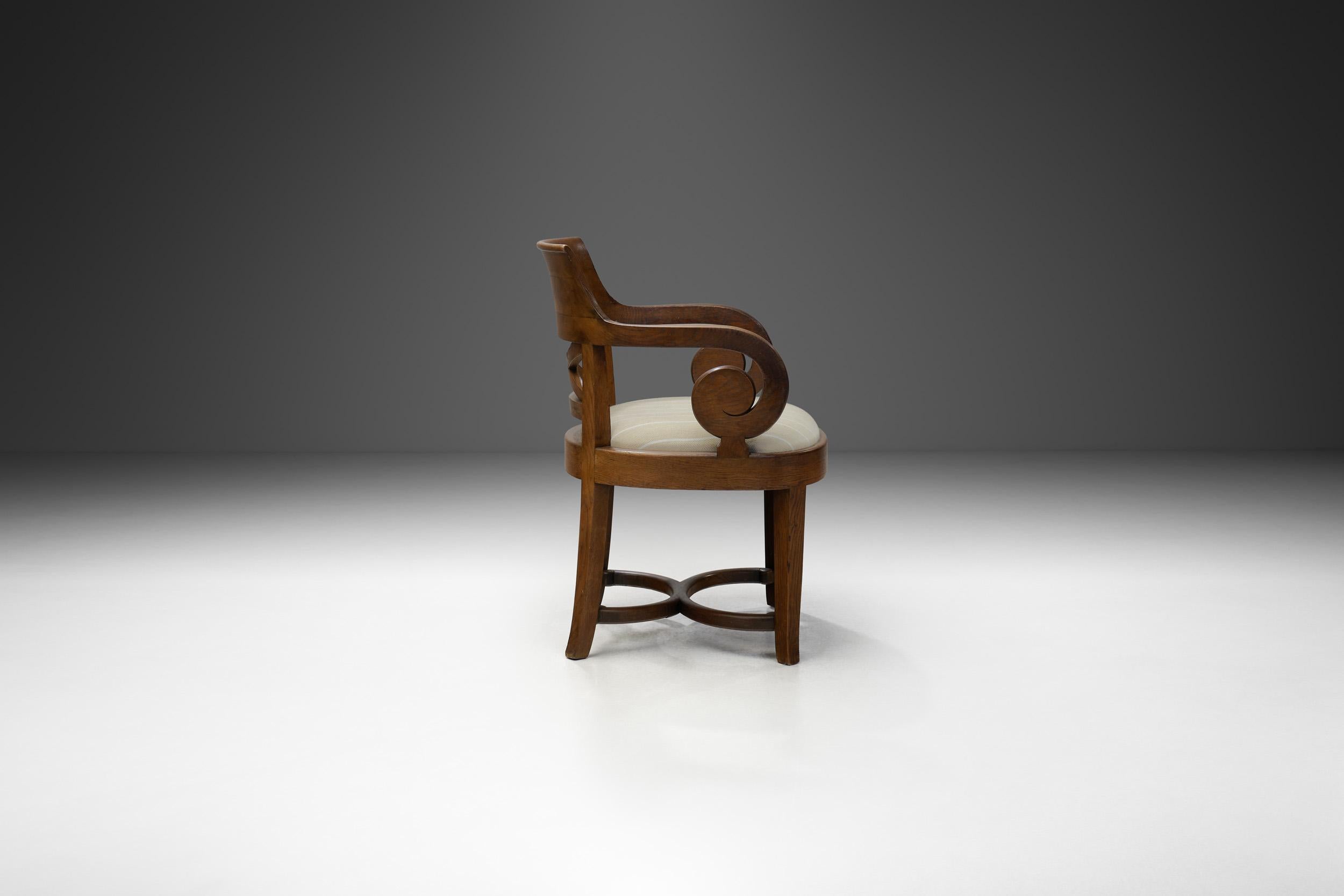 Swedish Jugendstil Oak Armchair by Nordiska Kompaniet, Sweden 1913 For Sale