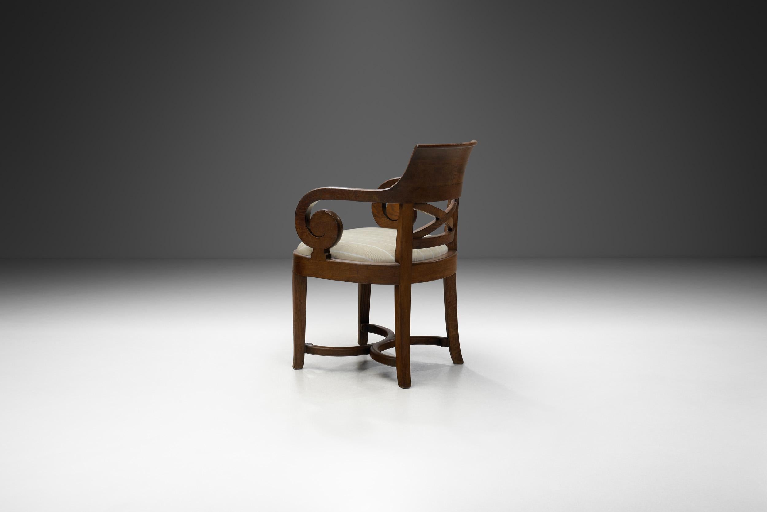 Early 20th Century Jugendstil Oak Armchair by Nordiska Kompaniet, Sweden 1913 For Sale