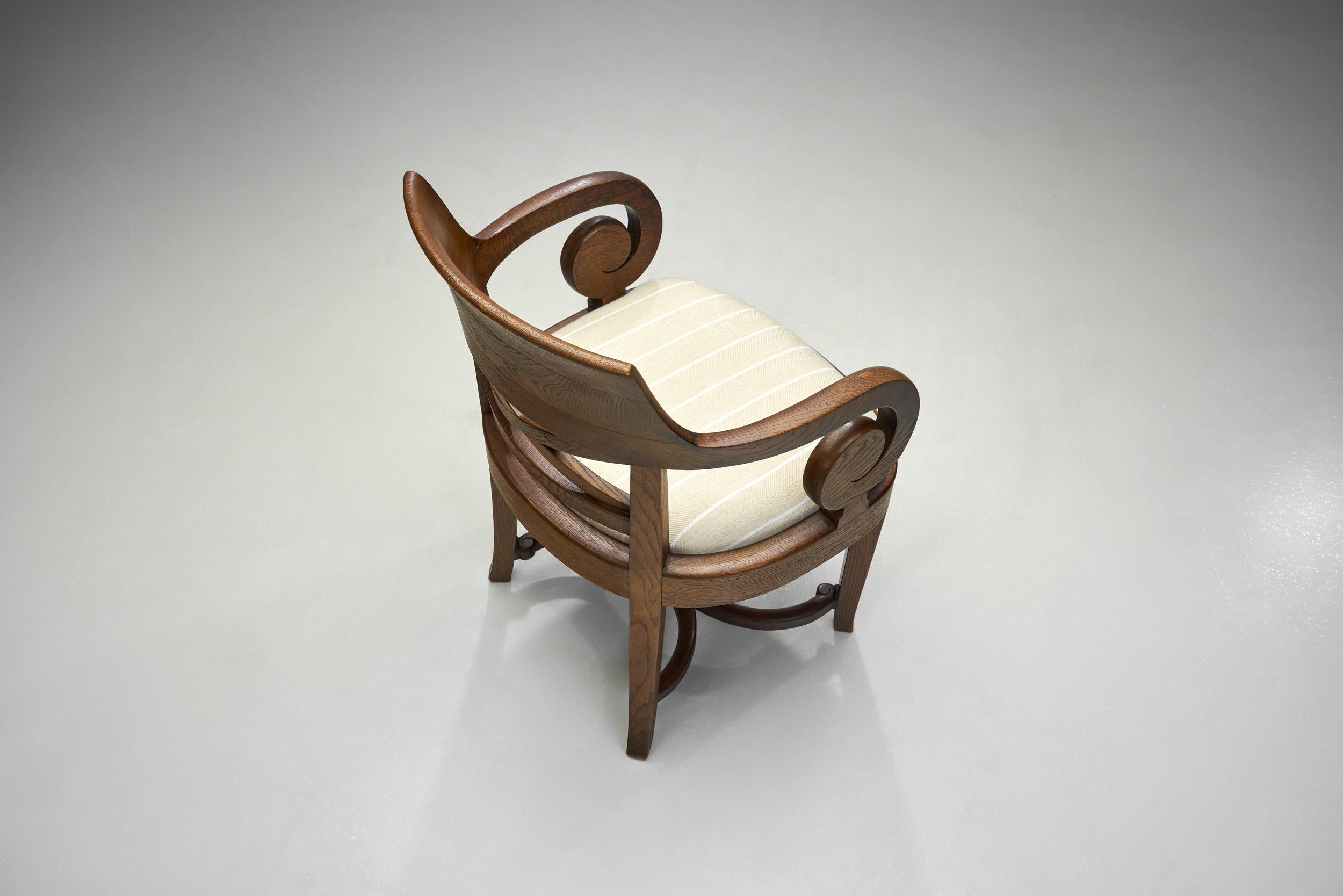 Fabric Jugendstil Oak Armchair by Nordiska Kompaniet, Sweden 1913 For Sale