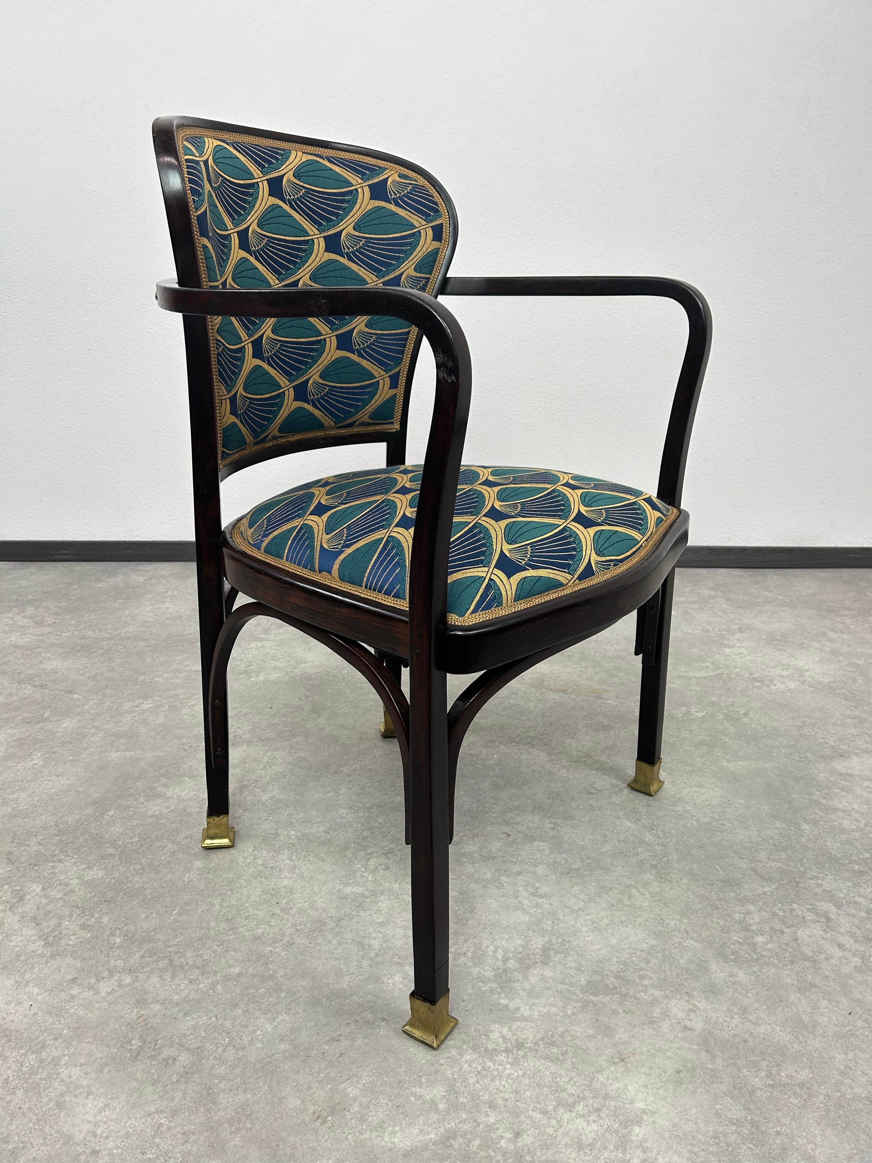 Sedia da ufficio Jugendstil n. 717 di Gustav Siegel. Colorato e lucidato a regola d'arte.

