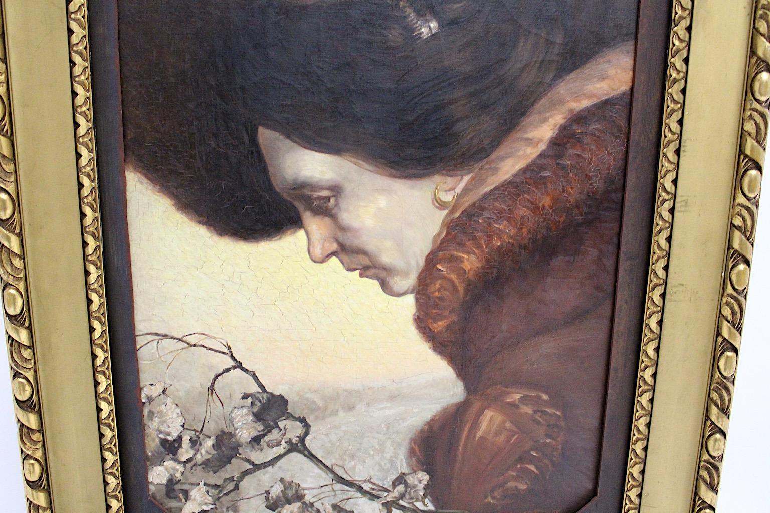 Jugendstil Öl auf Leinwand Gemälde Emil Fiala Herbstzeit Wien 1919 im Zustand „Gut“ im Angebot in Vienna, AT