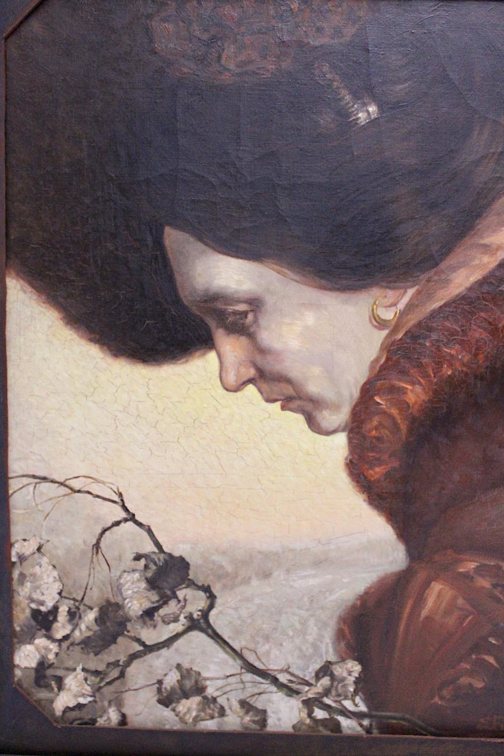 Jugendstil Öl auf Leinwand Gemälde Emil Fiala Herbstzeit Wien 1919 im Angebot 2